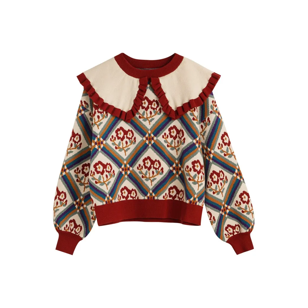 Olrain Skull sweaters Women's Red