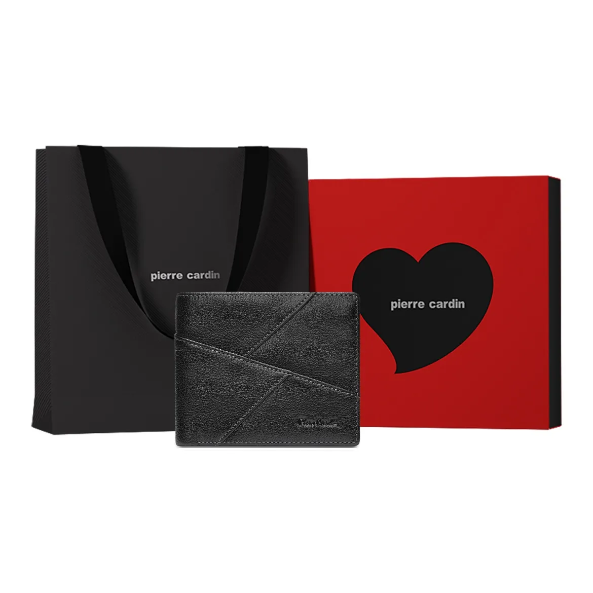 PIERRE CARDIN Натуральная кожа крупнозернистая текстура коровьей кожи большая вместимость кошелек для хранения мужской кошелек для монет стандартный мужской черный