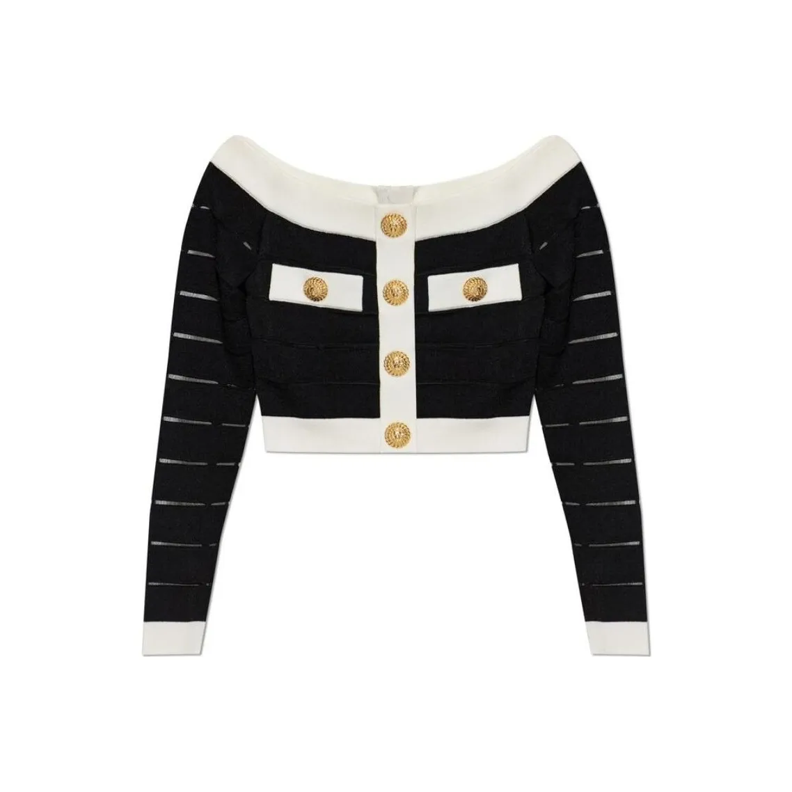 BALMAIN Off Shoulder Knit Top