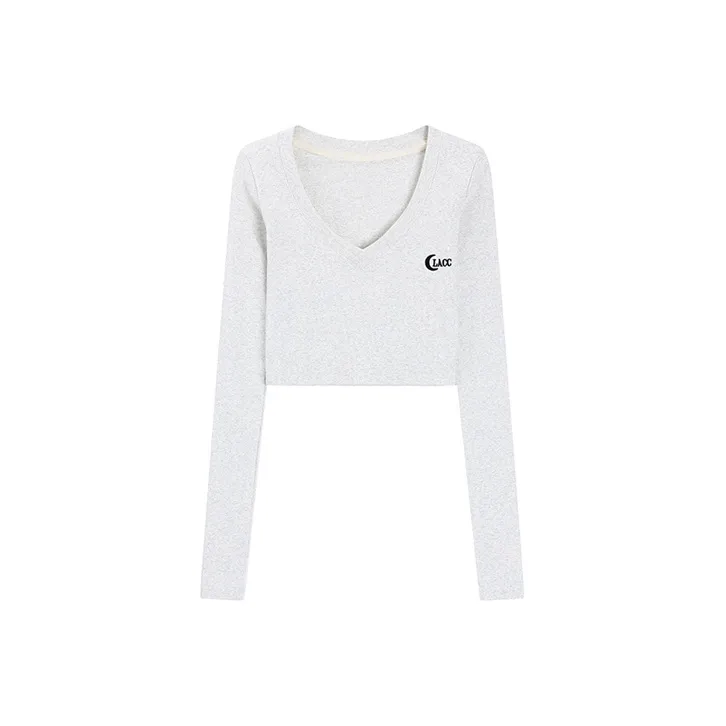LOKUINTUS Crop Tops Women's Light Gray