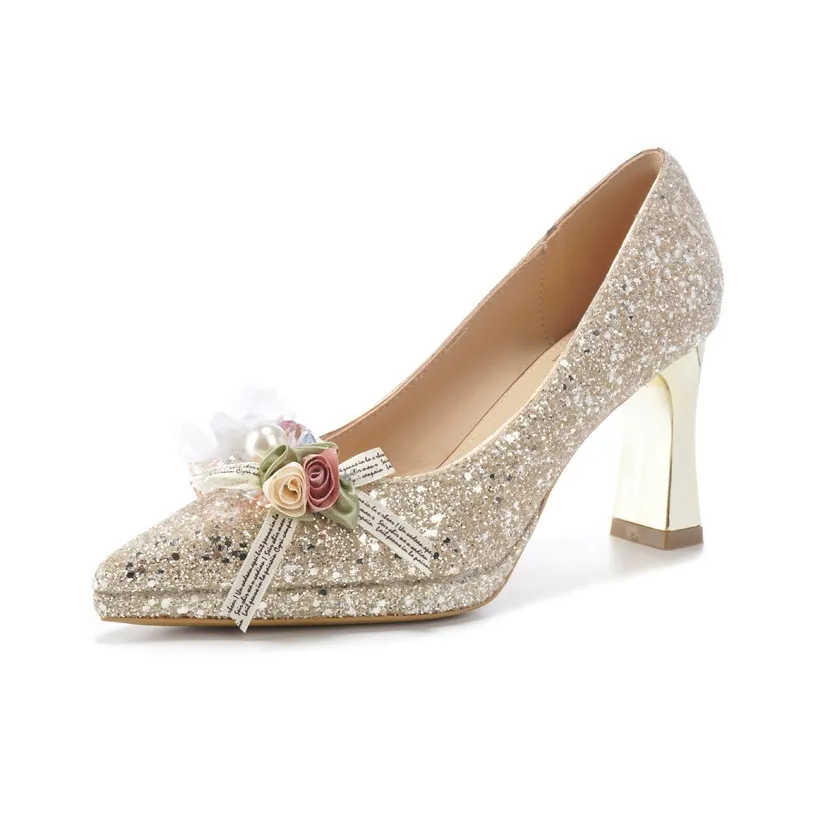 Lanza Грубый каблук Высокие каблуки Женские Шампанское