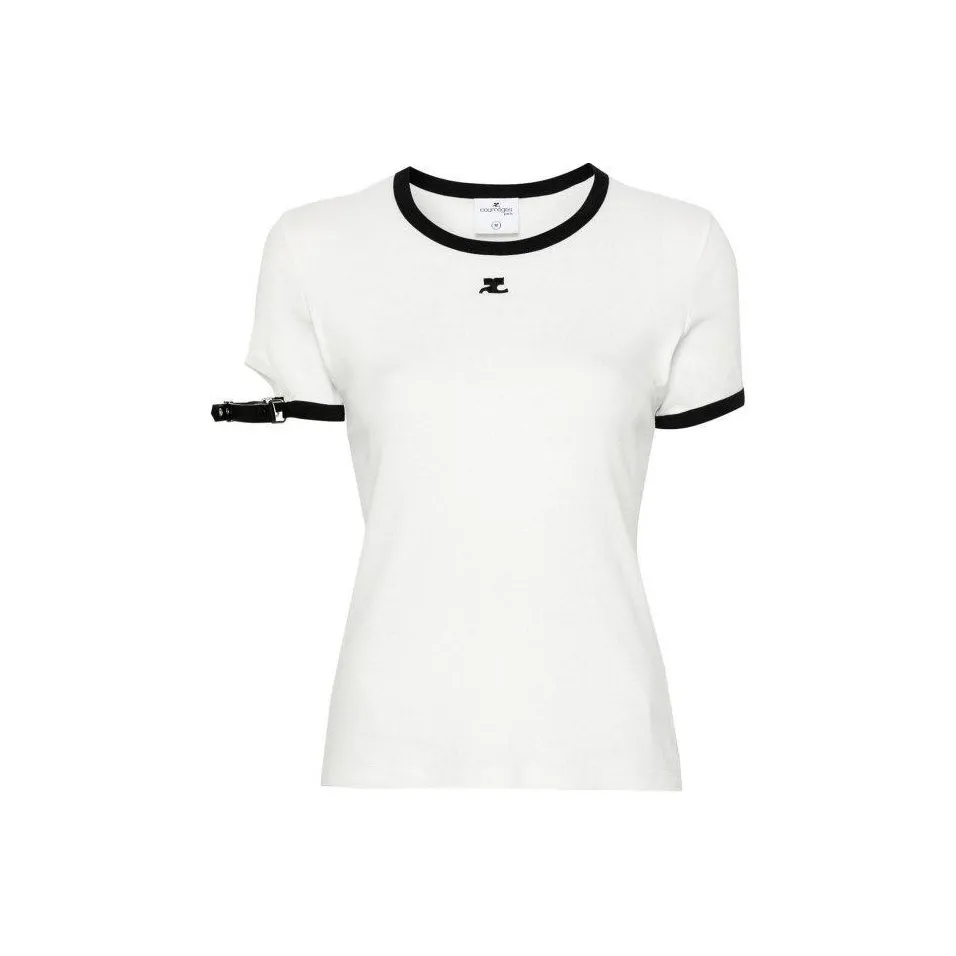 Courrèges Buckle Contrast T Shirt 'Heritage White/Black'