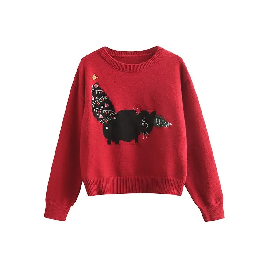 QYPRF Sweater Women's Christmas Red