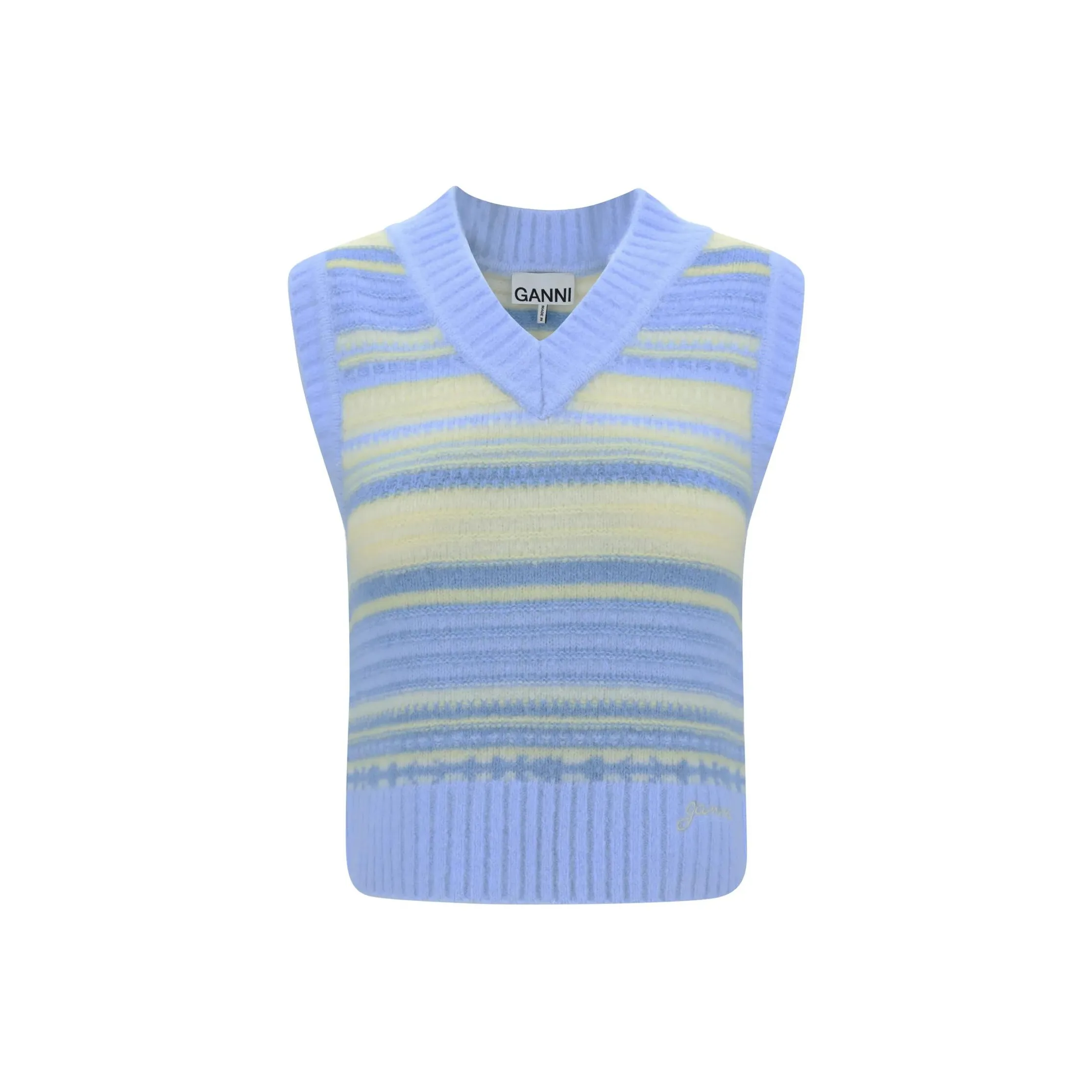 GANNI Stripped Sleeveless Knitted Top