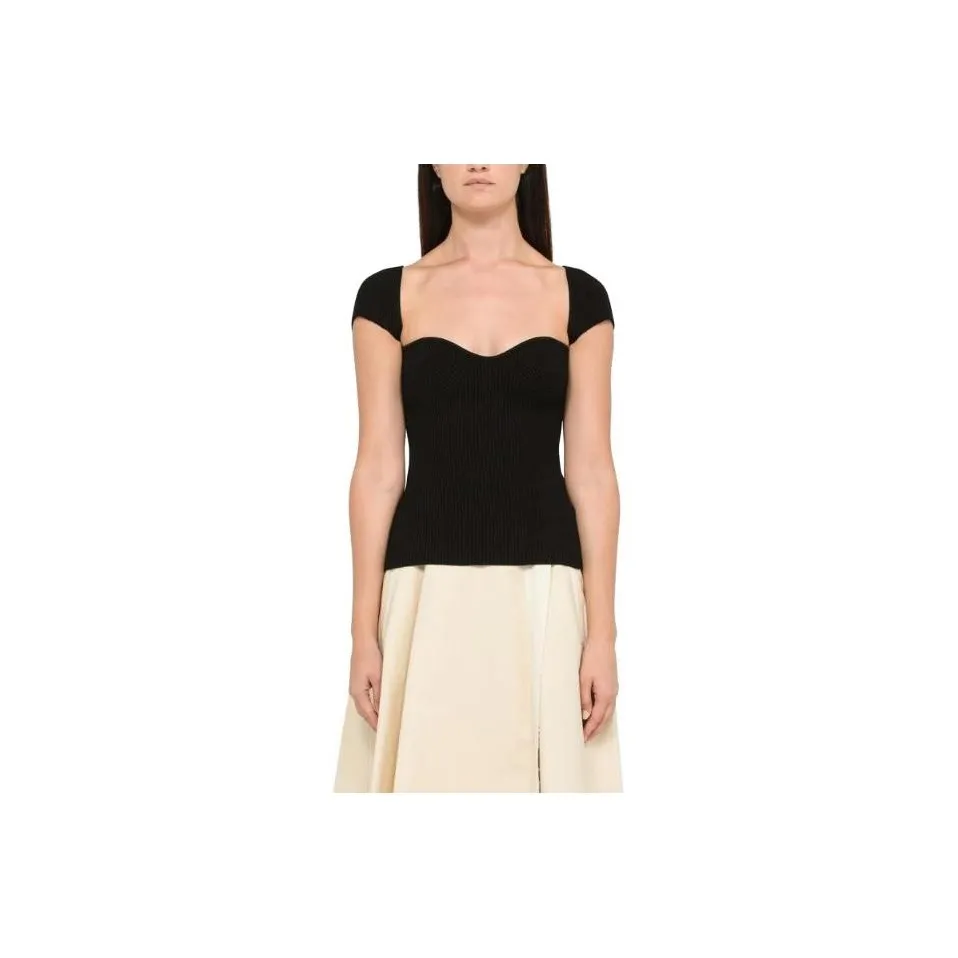 KHAITE Ista Cap Sleeved Knitted Top