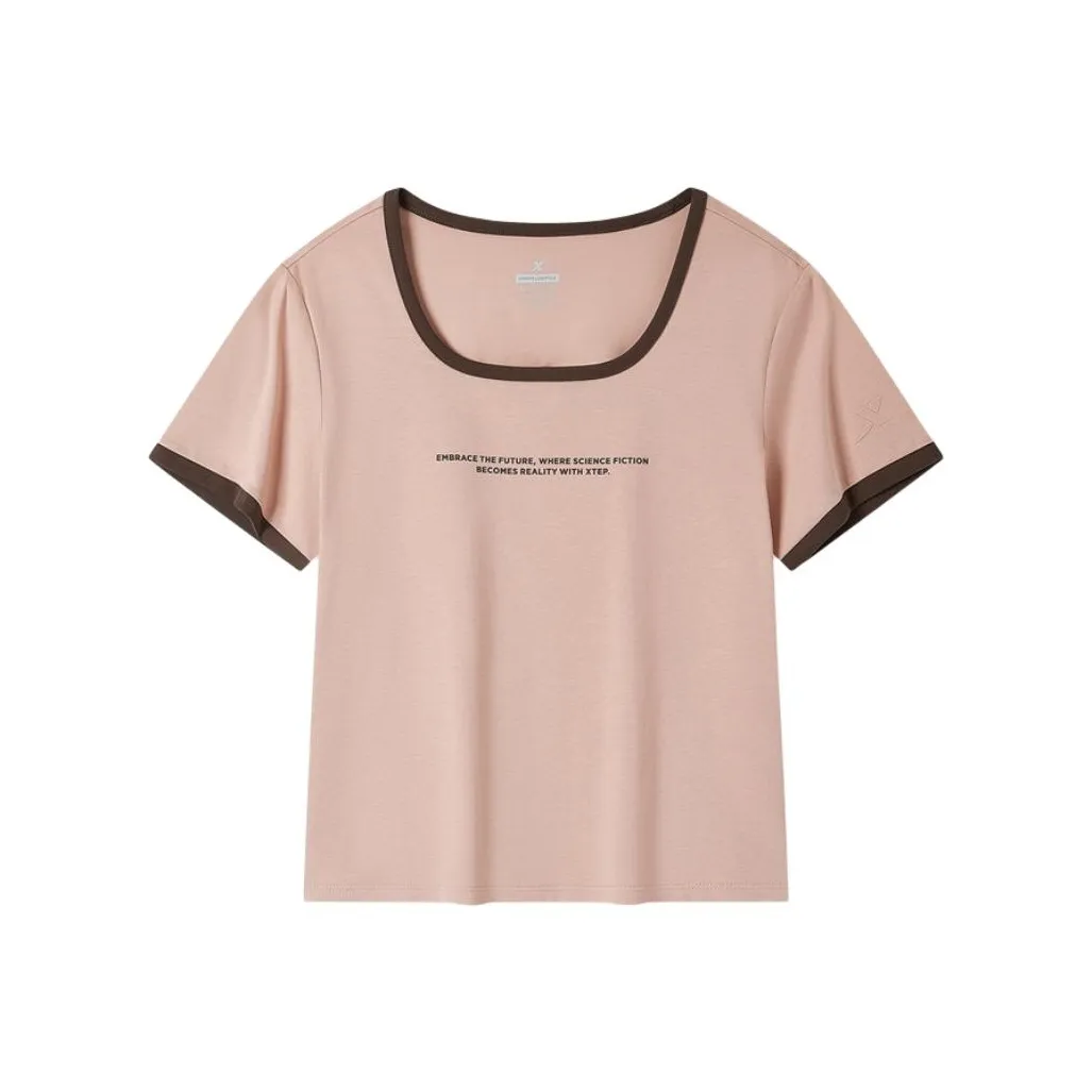 XTEP T-рубашка Женская Tongguan Розовая Кофейно-коричневая