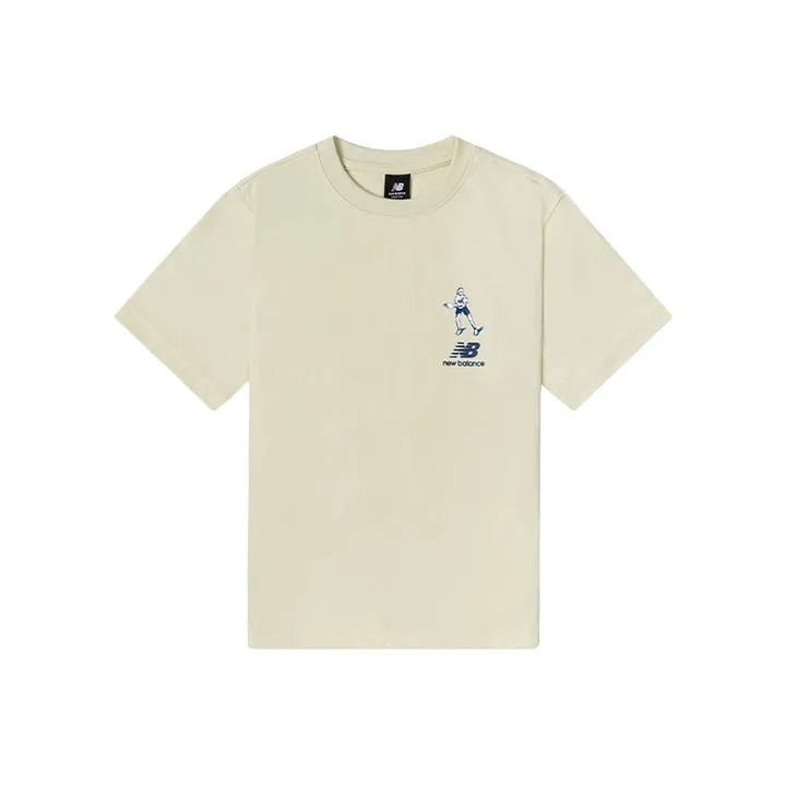 New Balance совместный бренд ANB SS22 Рукав с оборванным плечом T-рубашка Женская Бежевая