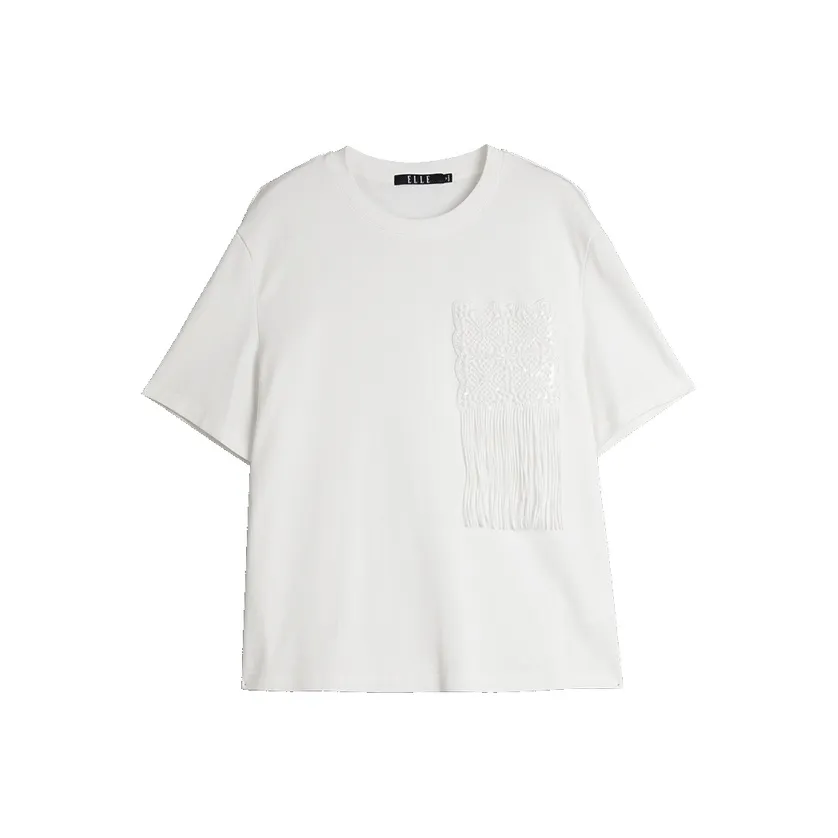 ELLE 100% хлопок Короткий рукав Т-рубашка Женская