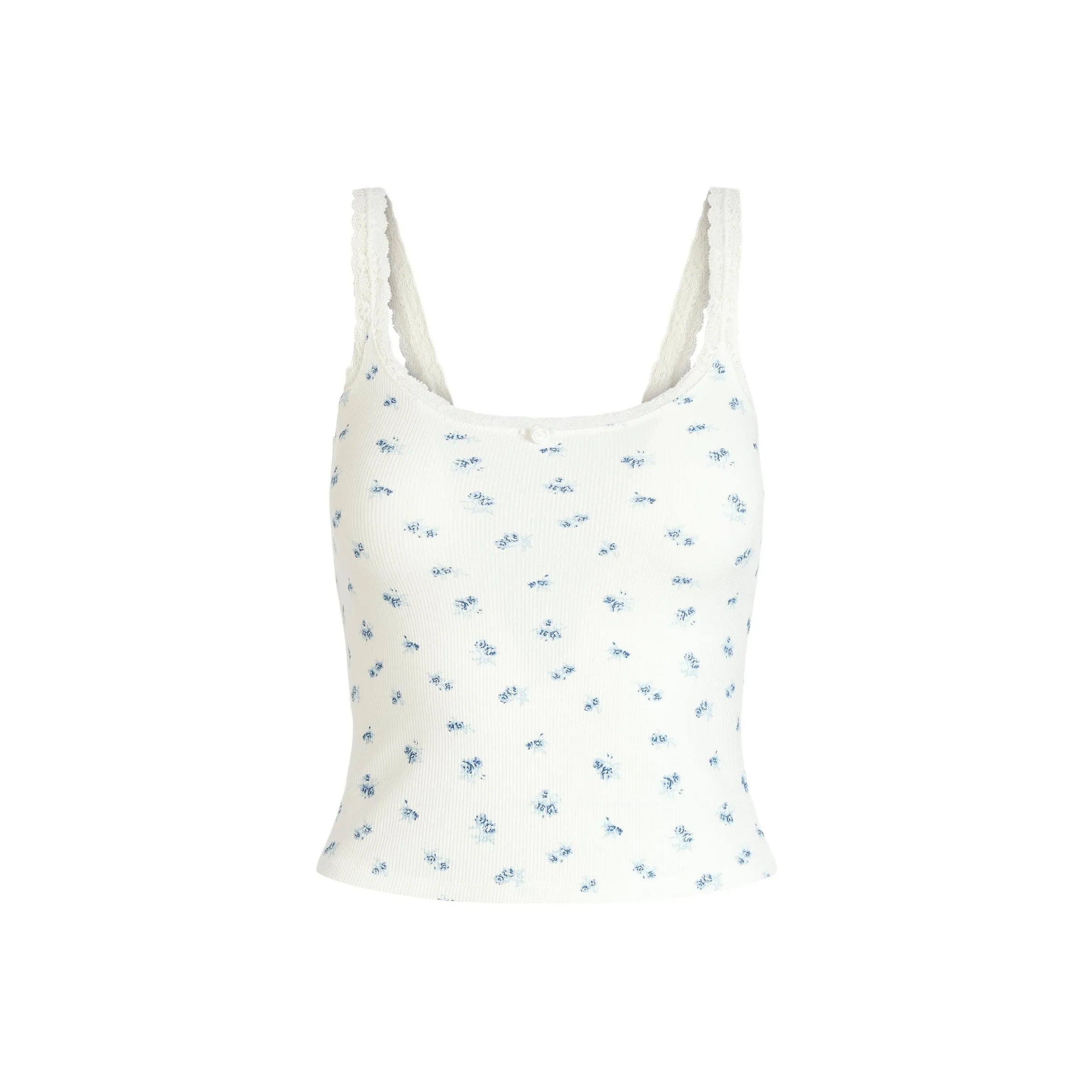 Skims Синие Садовые С принтом Женские Майки