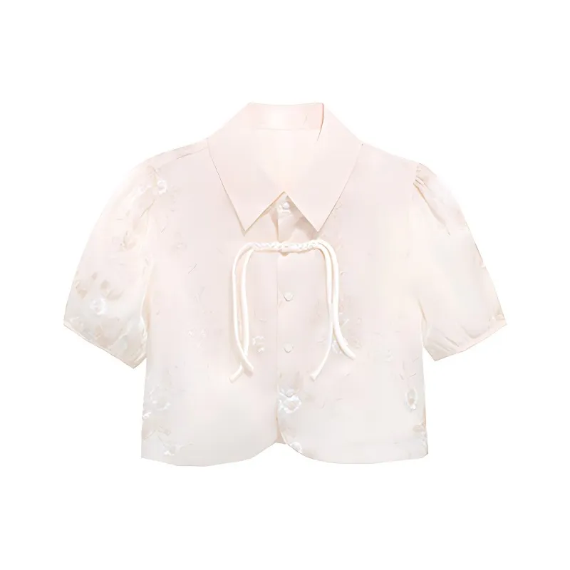 SYEEE WITH U Рукав буф T Рубашка Женские Абрикос