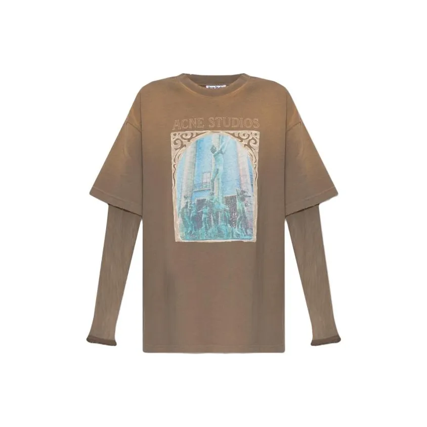 Acne Studios Drop Shoulder Sleeve T Shirt Women's Brown