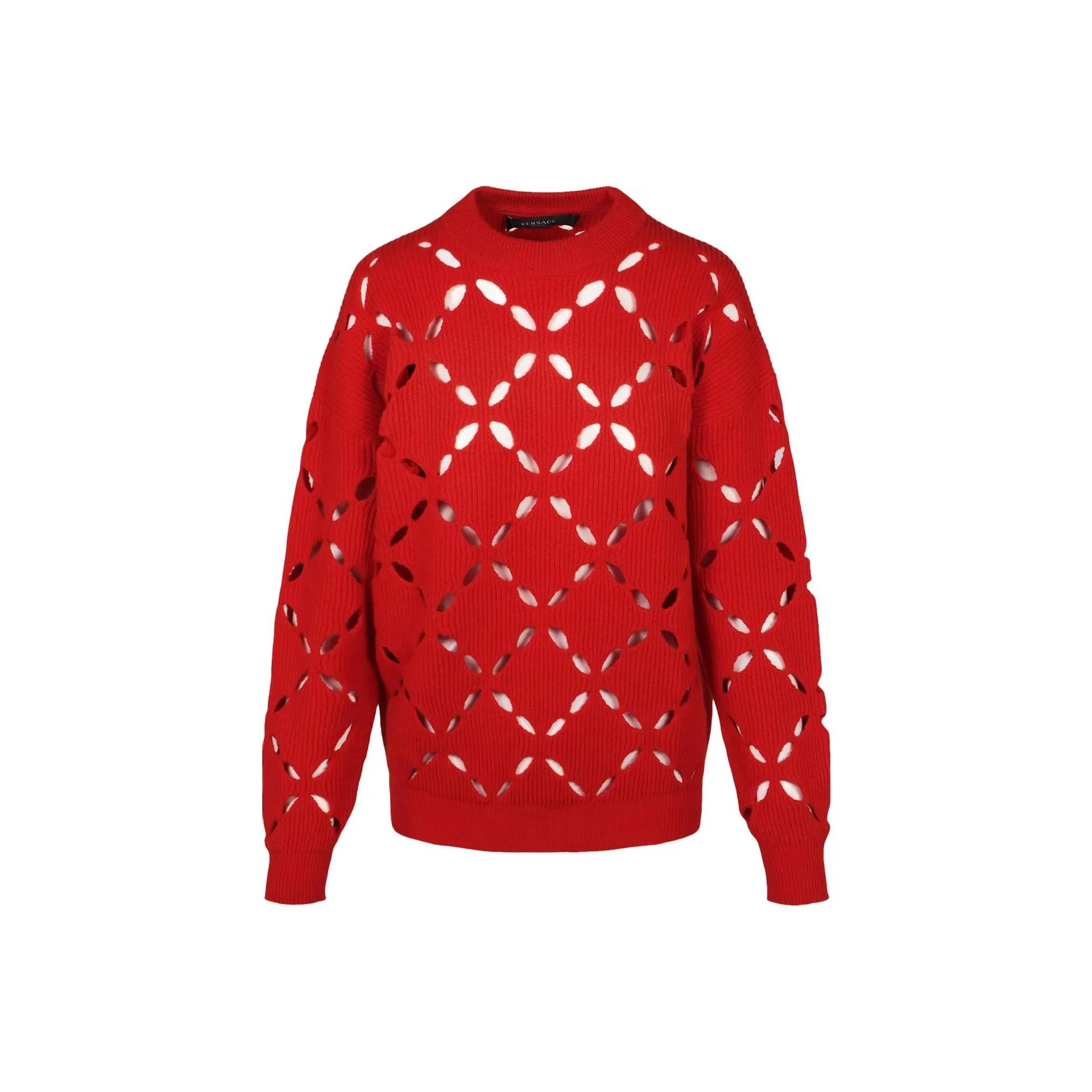 VERSACE Cut Out Wool Sweater 'Red'
