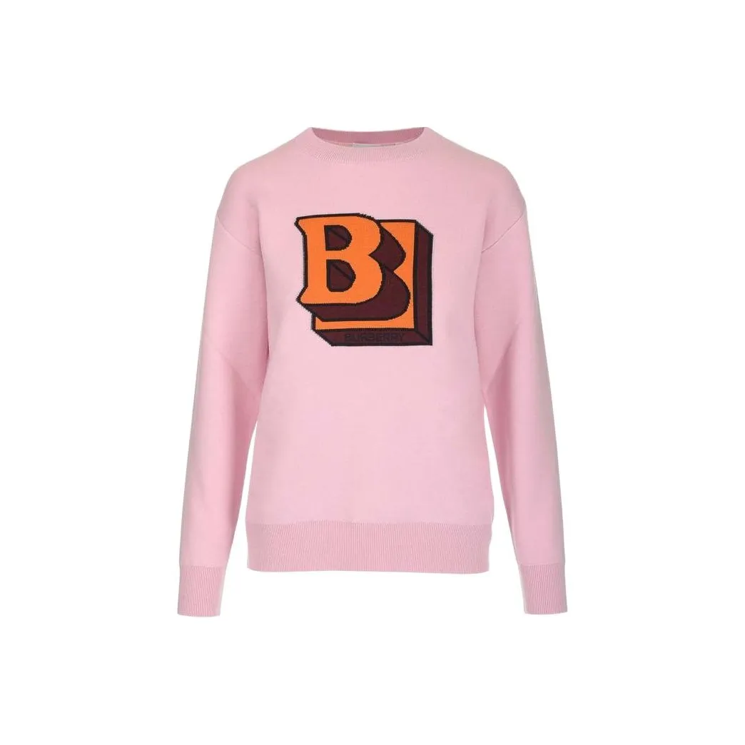 Burberry Logo Embroidered Ribbed Sweater 'Pale Candy Pink'