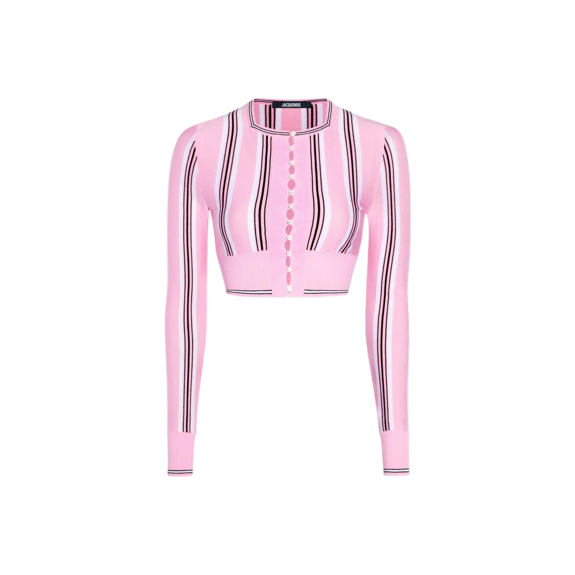 Jacquemus FW24 Полосатый Мини Кардиган Свитер Женские MULTI Розовый MULTI Розовый