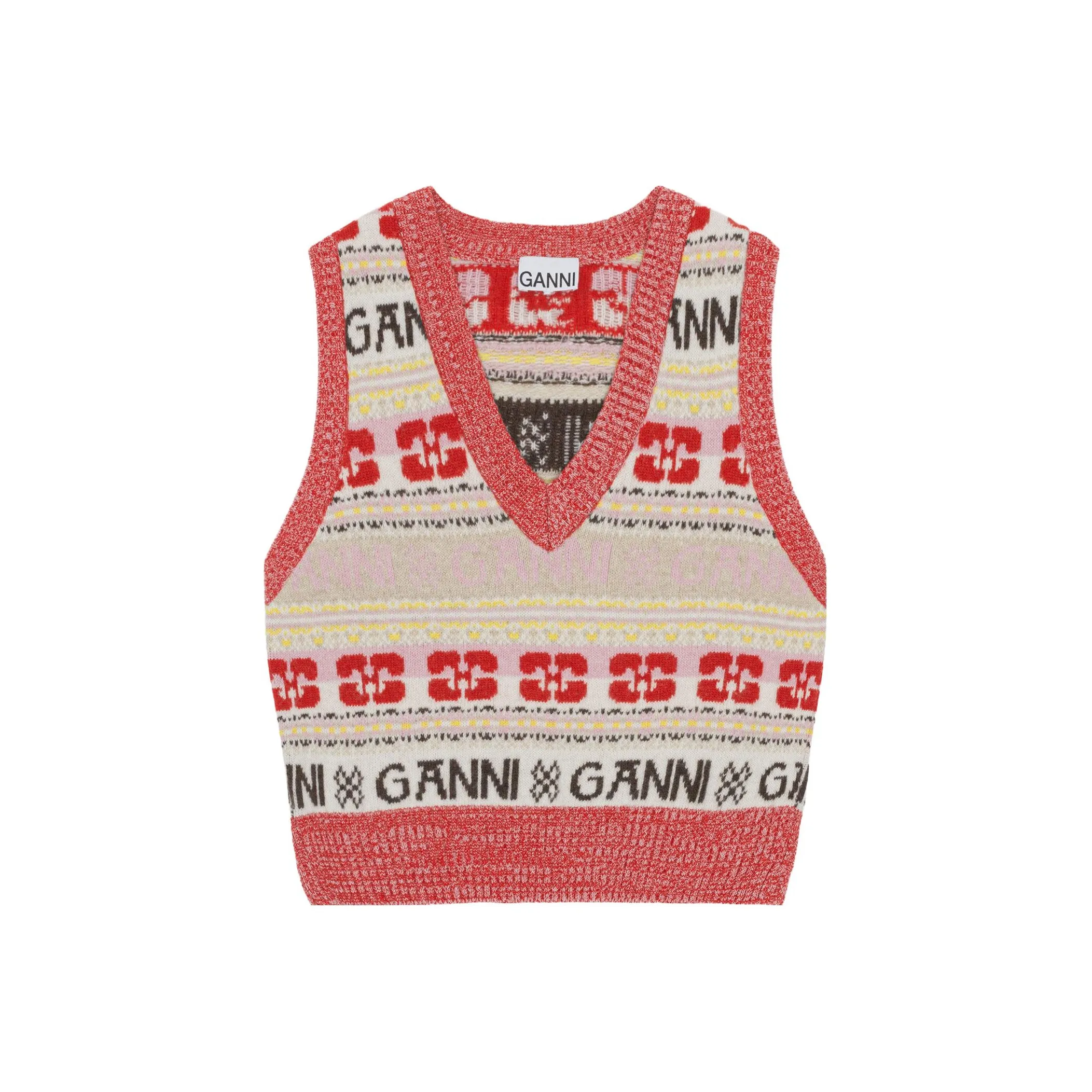 GANNI Intarsia knit Logo Vest