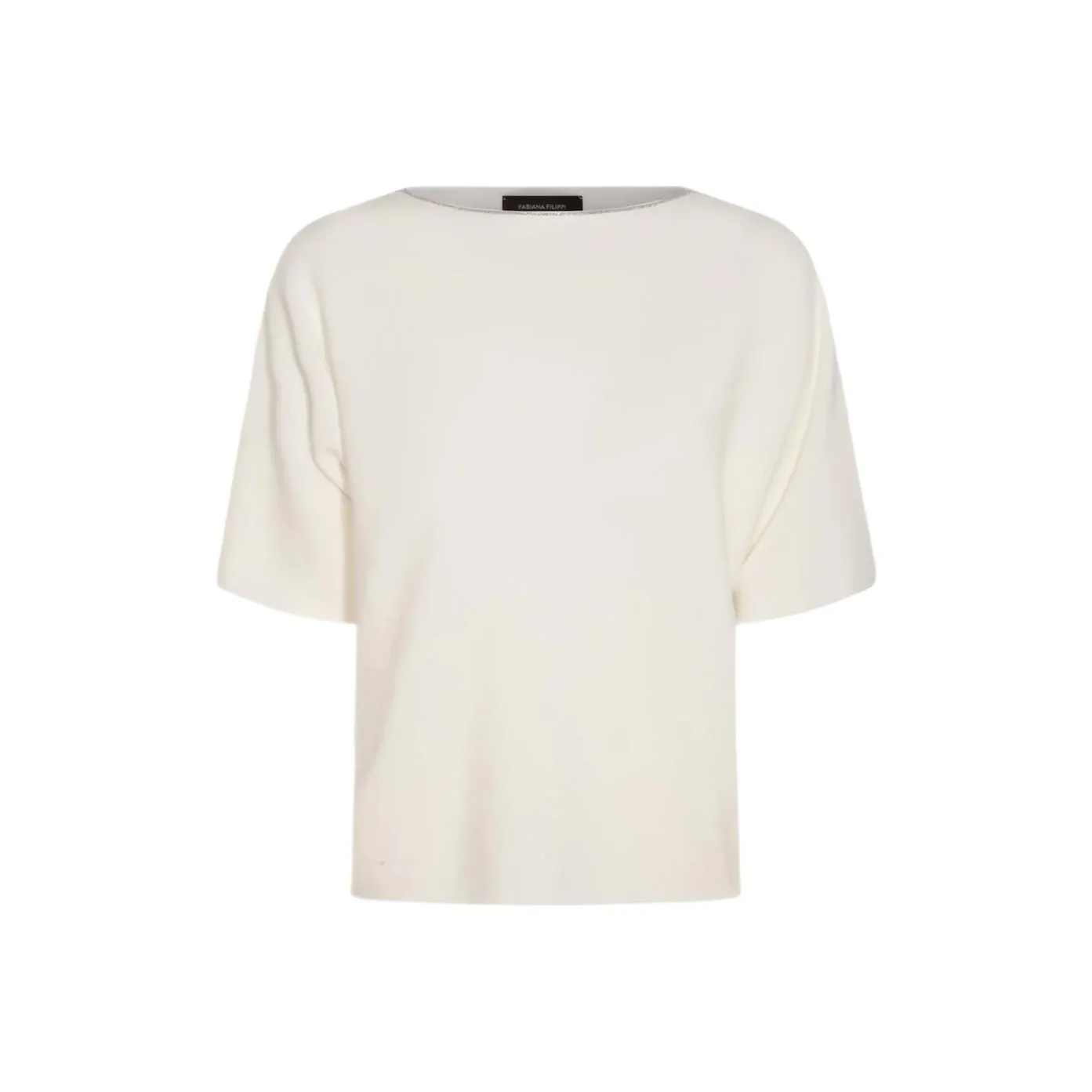 Fabiana Filippi Beaded Trim Wide Neck Knitted Blouse