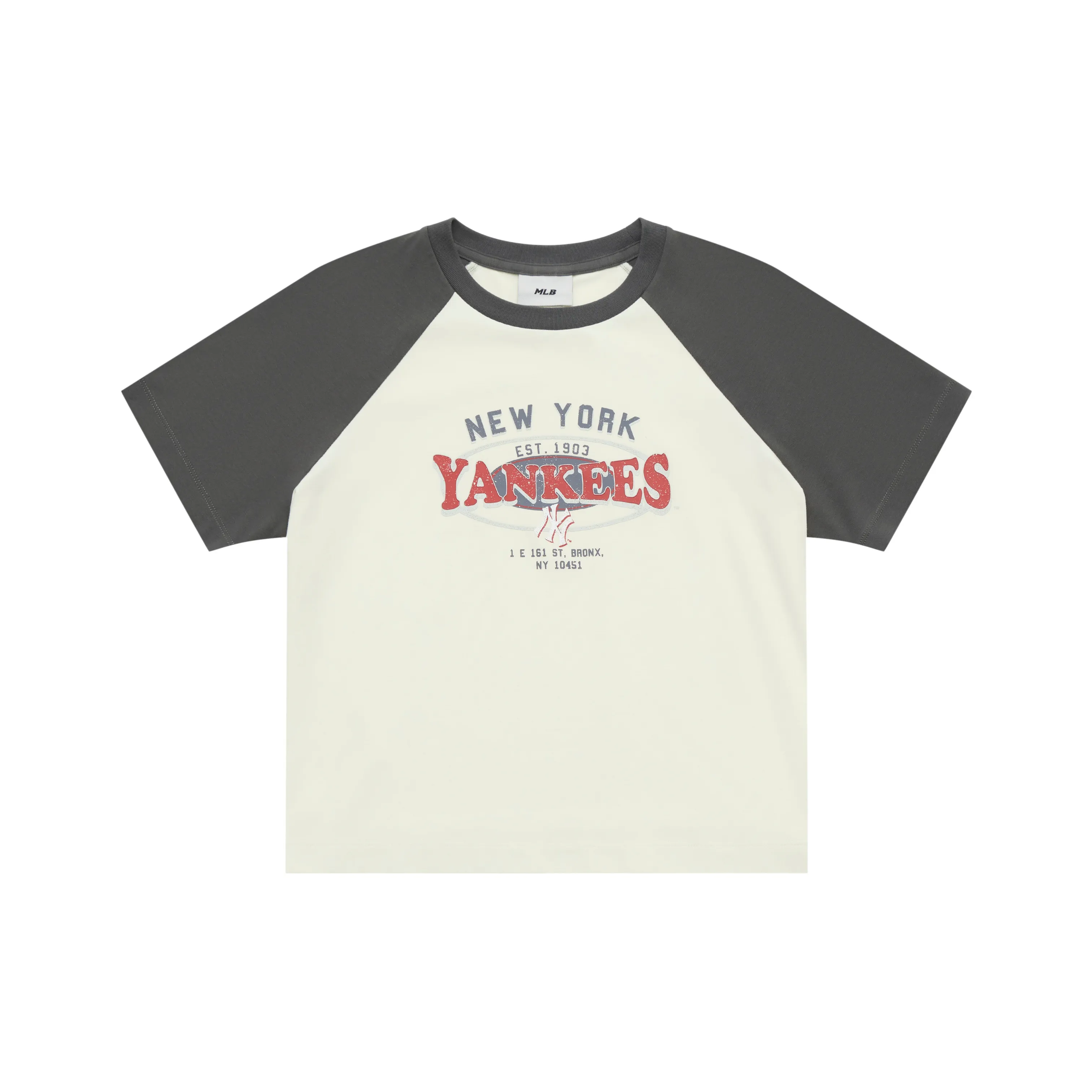 MLB Preppy Style Collection New York Yankees SS25 Raglan Sleeve T Shirt Women's Cream