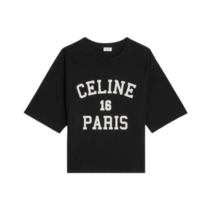CELINE Drop Shoulder Sleeve T Shirt Women's Black
