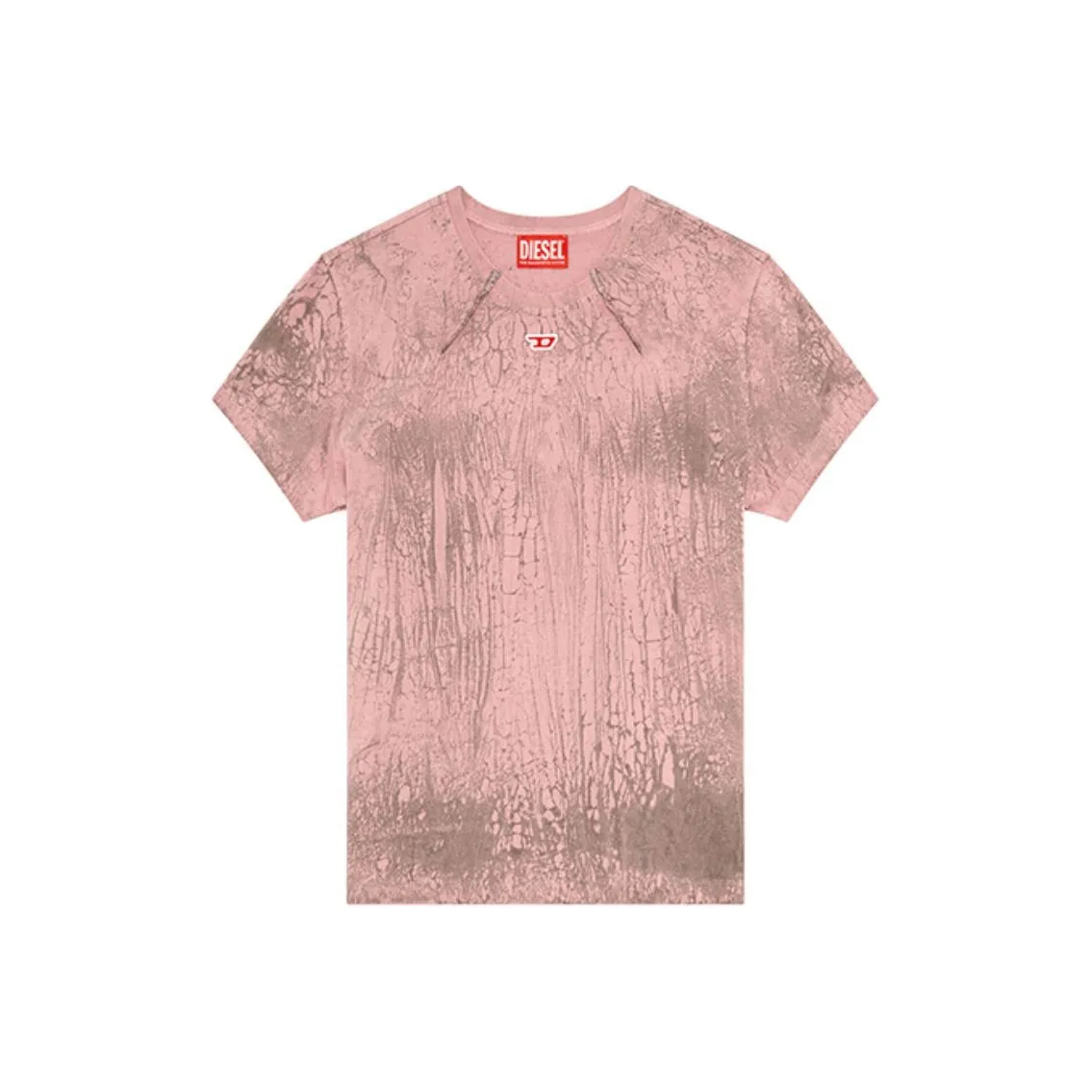 DIESEL Т-рубашка с оборванным плечом женская фуксия