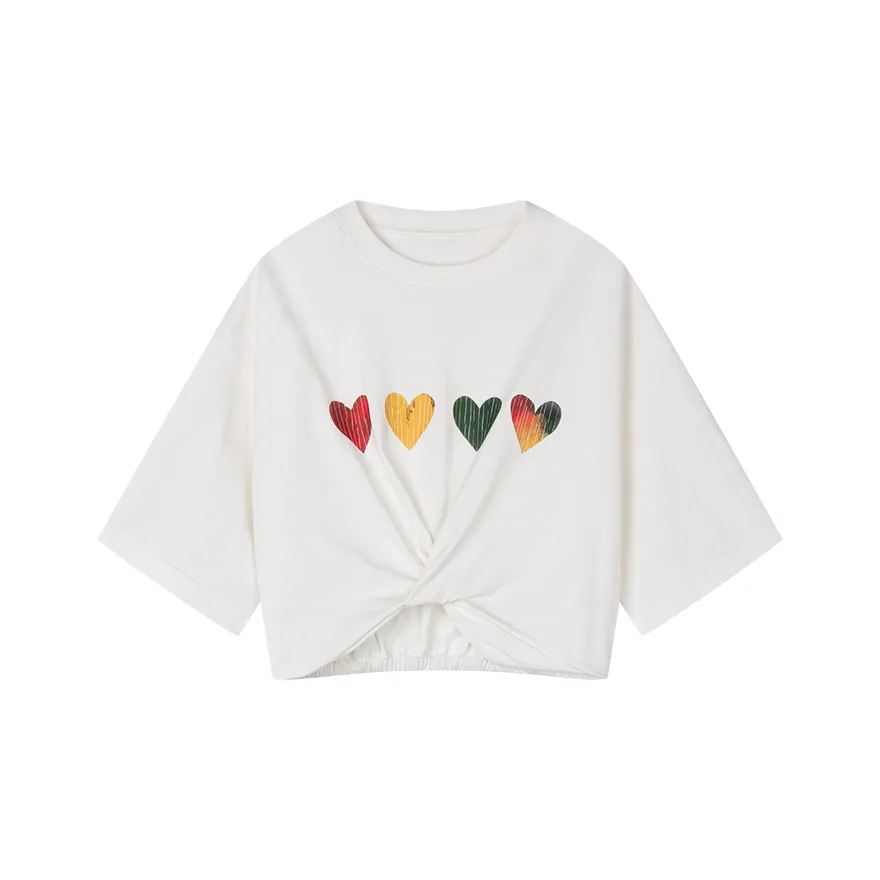 UOOYAA LOVE 50% Capsule Series Crop Top Women's White