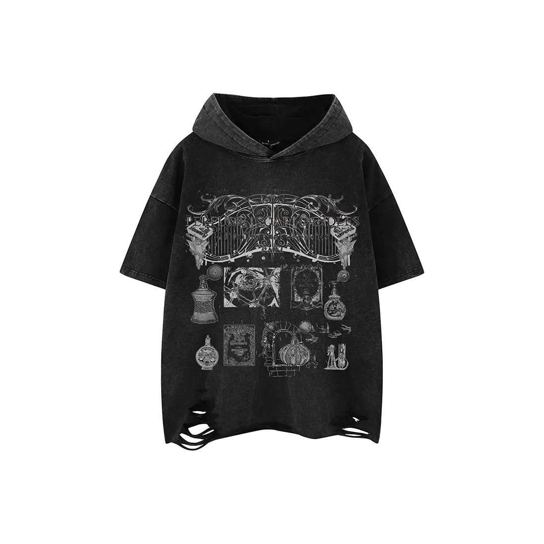 BEAR UNION Рукав с оборванным плечом T-рубашка Унисекс Черный