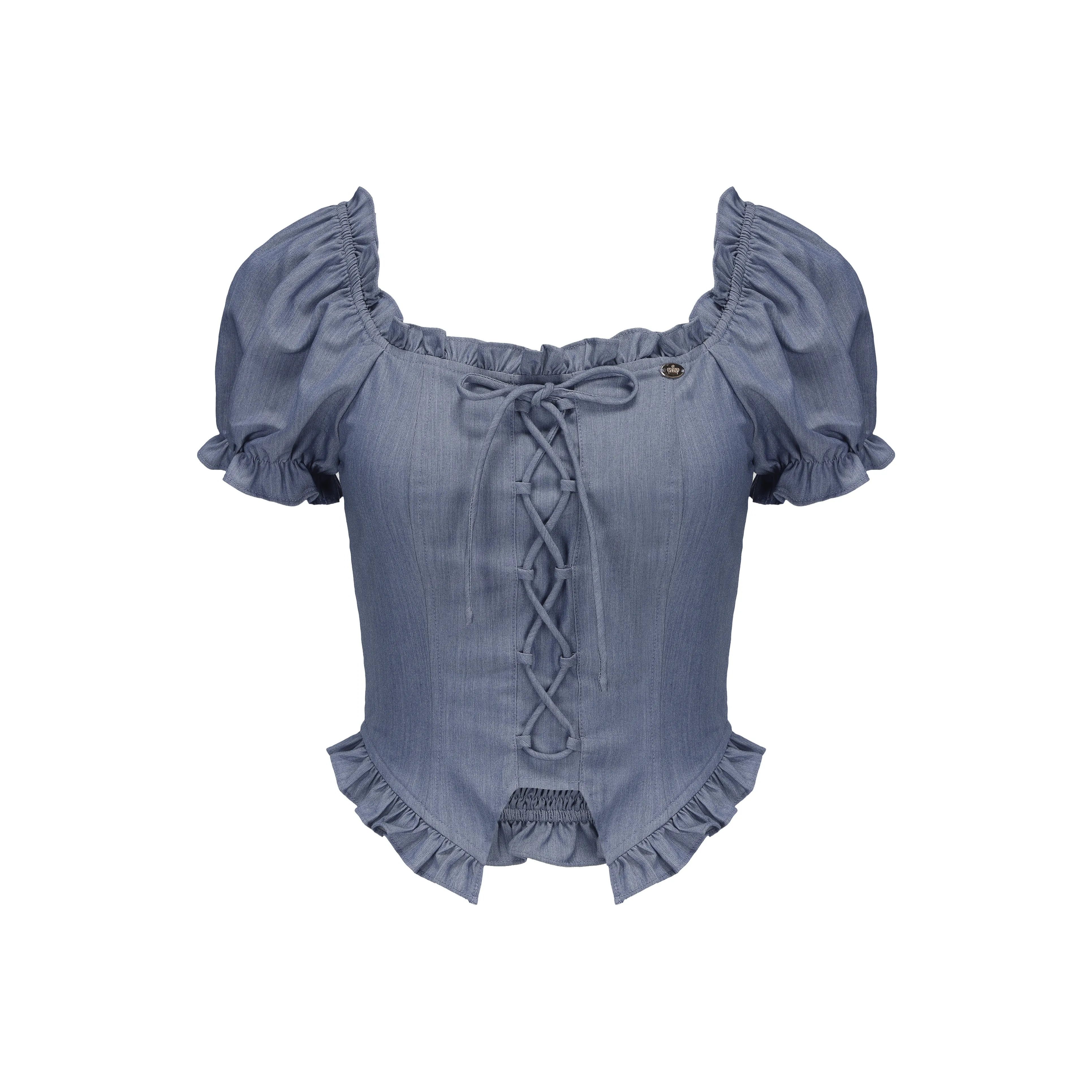 CHIWAWAMEME Crop Top Женские Джинсово-Синий