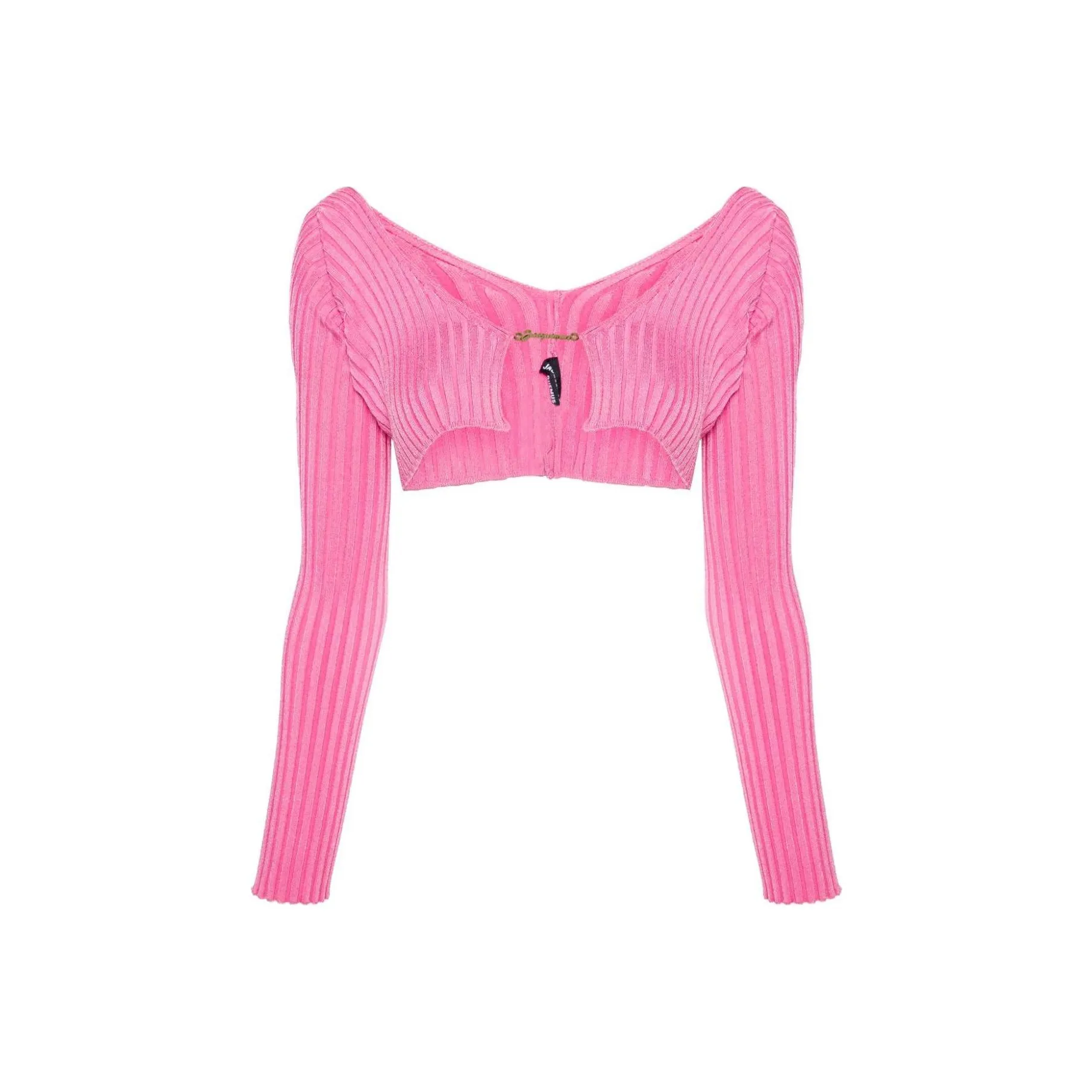 Jacquemus Logo Plaque Cropped Long Sleeve Top