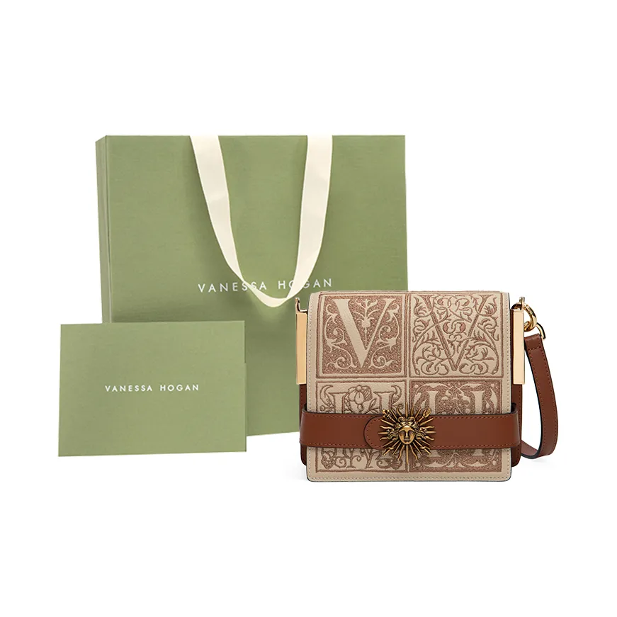 VANESSA HOGAN Корова Кожа Подмышка Маленькая Квадратная Сумка Сумка через плечо Женская Светло-Коричневая