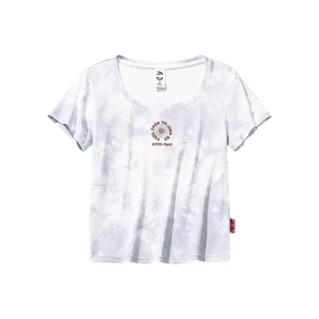 ANTA x Roxy Life Collection T-Shirt Женская Белая Снежинка С принтом по всей поверхности