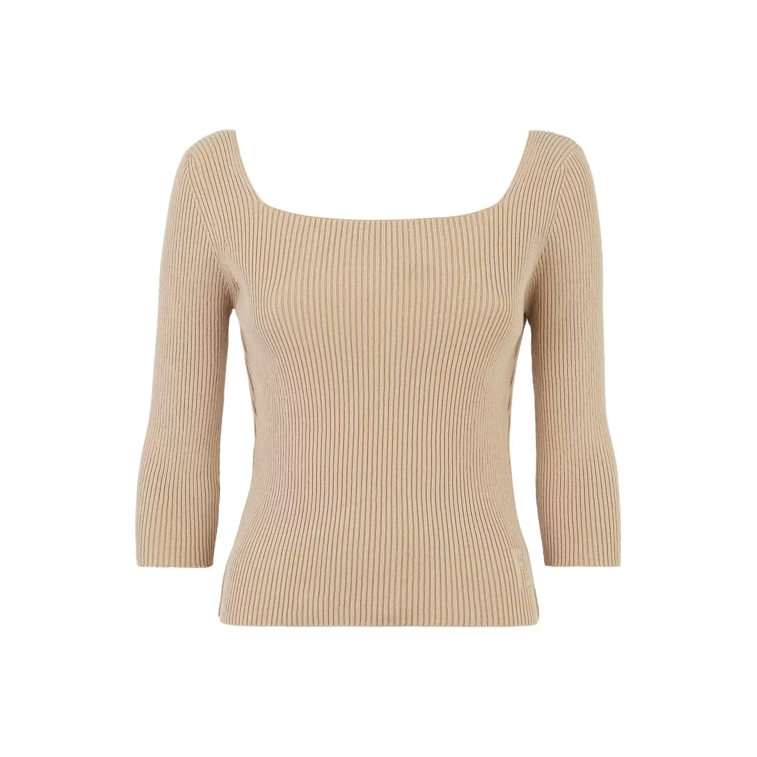 FENDI Square Neck Ribbed Top