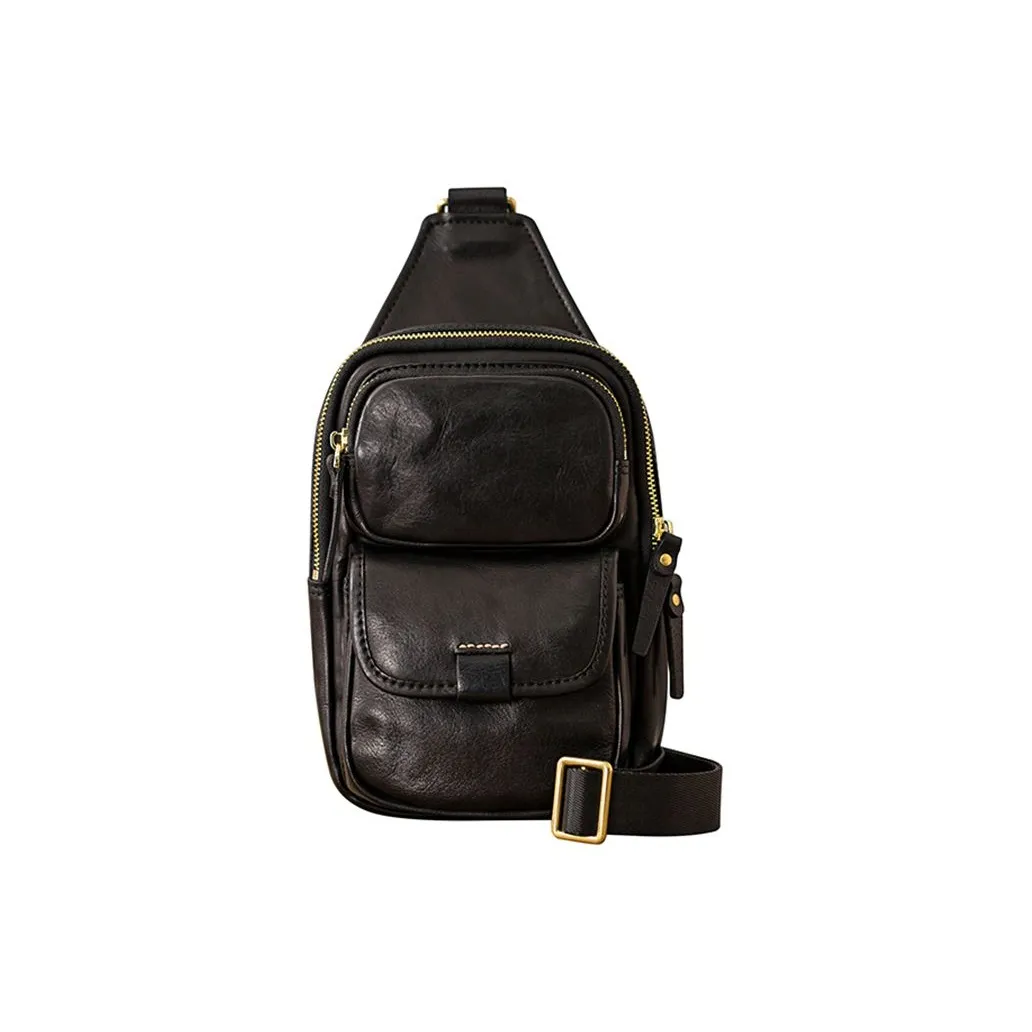 Back Step Сумка через плечо из натуральной коровьей кожи среднего размера унисекс черного цвета