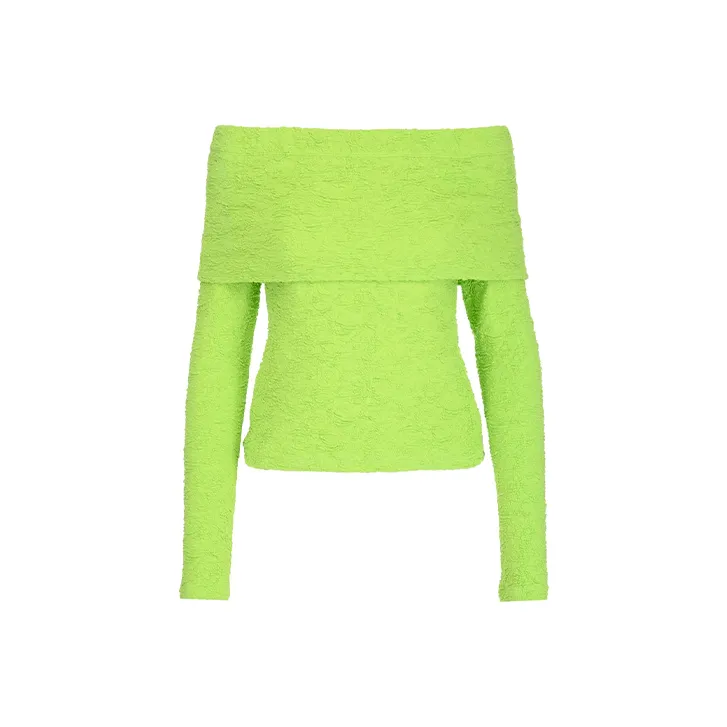 MSGM Embossed Off Shoulder Long Sleeved Top