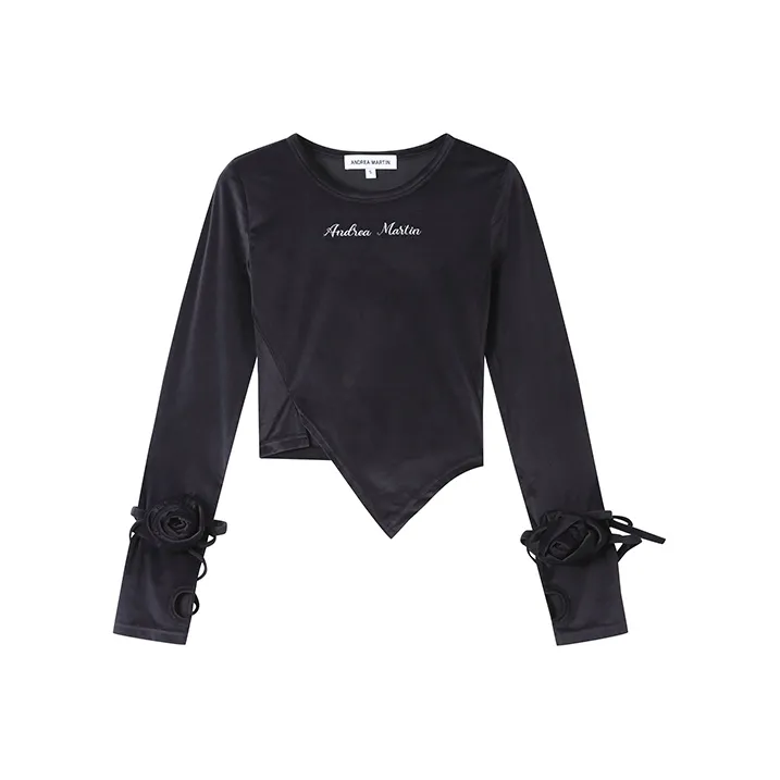 ANDREA MARTIN Crop Top Женский Черный