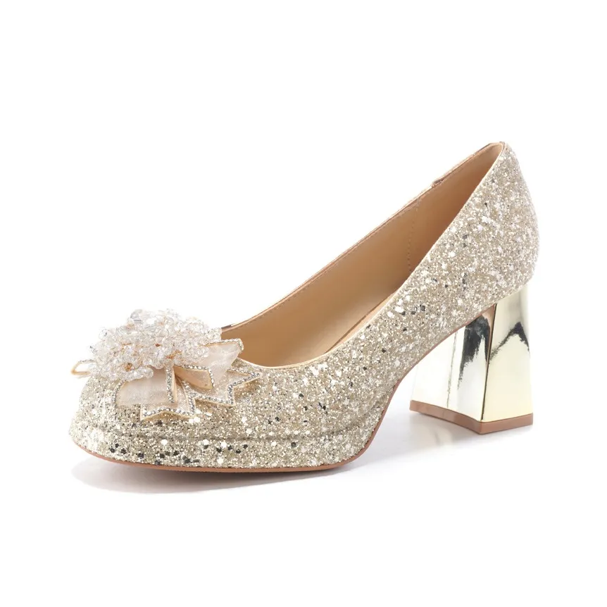 Lanza Грубый каблук Высокие каблуки Женские Шампанское