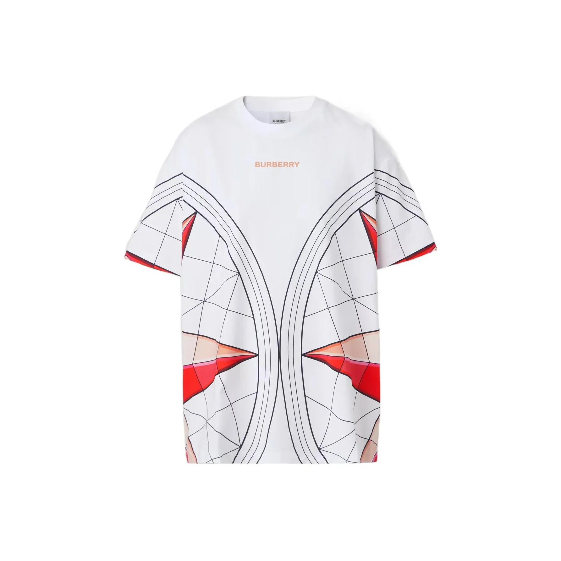 Burberry Women's Logo Letter Geometric Print Crew Neck Short Sleeve T-Shirt White