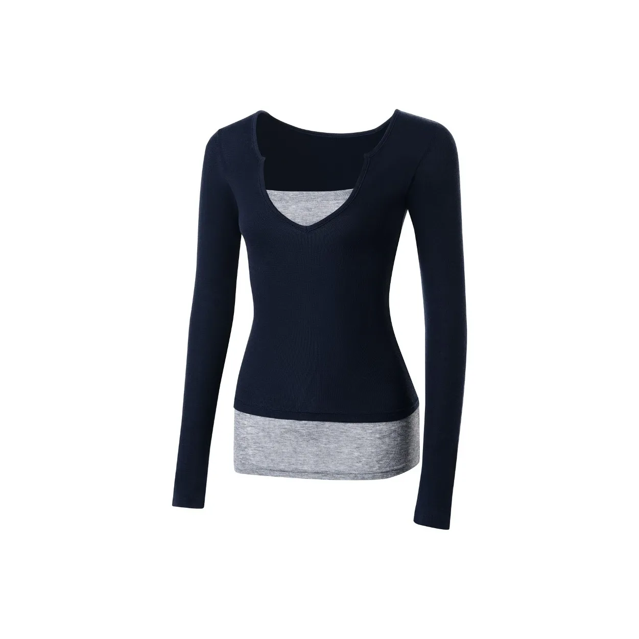 POPO.INFO Mock Два предмета Длинный рукав Т-рубашка Женская