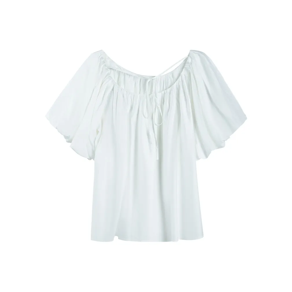 THE SEA LIFE Рукав буф T Рубашка Женская Облачный Белый