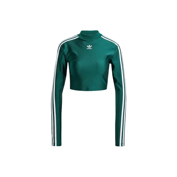 adidas originals Adicolor 3-Stripes Cropped Long Sleeve Tee Green