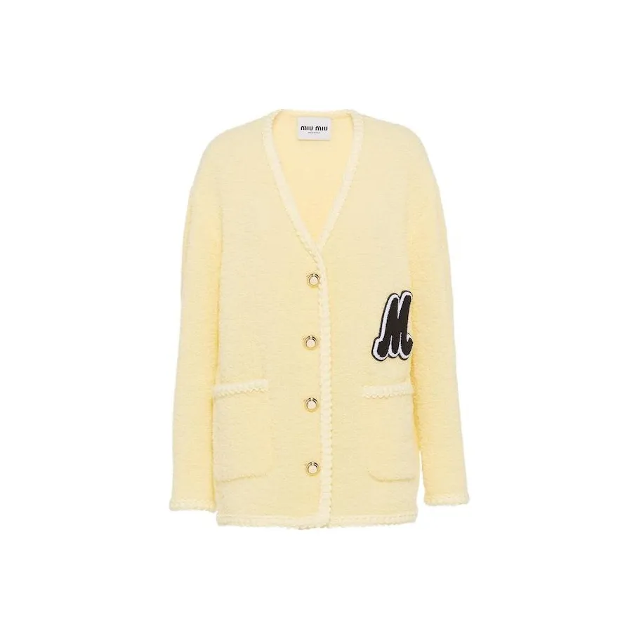 MIU MIU Bouclé V Neck Cardigan