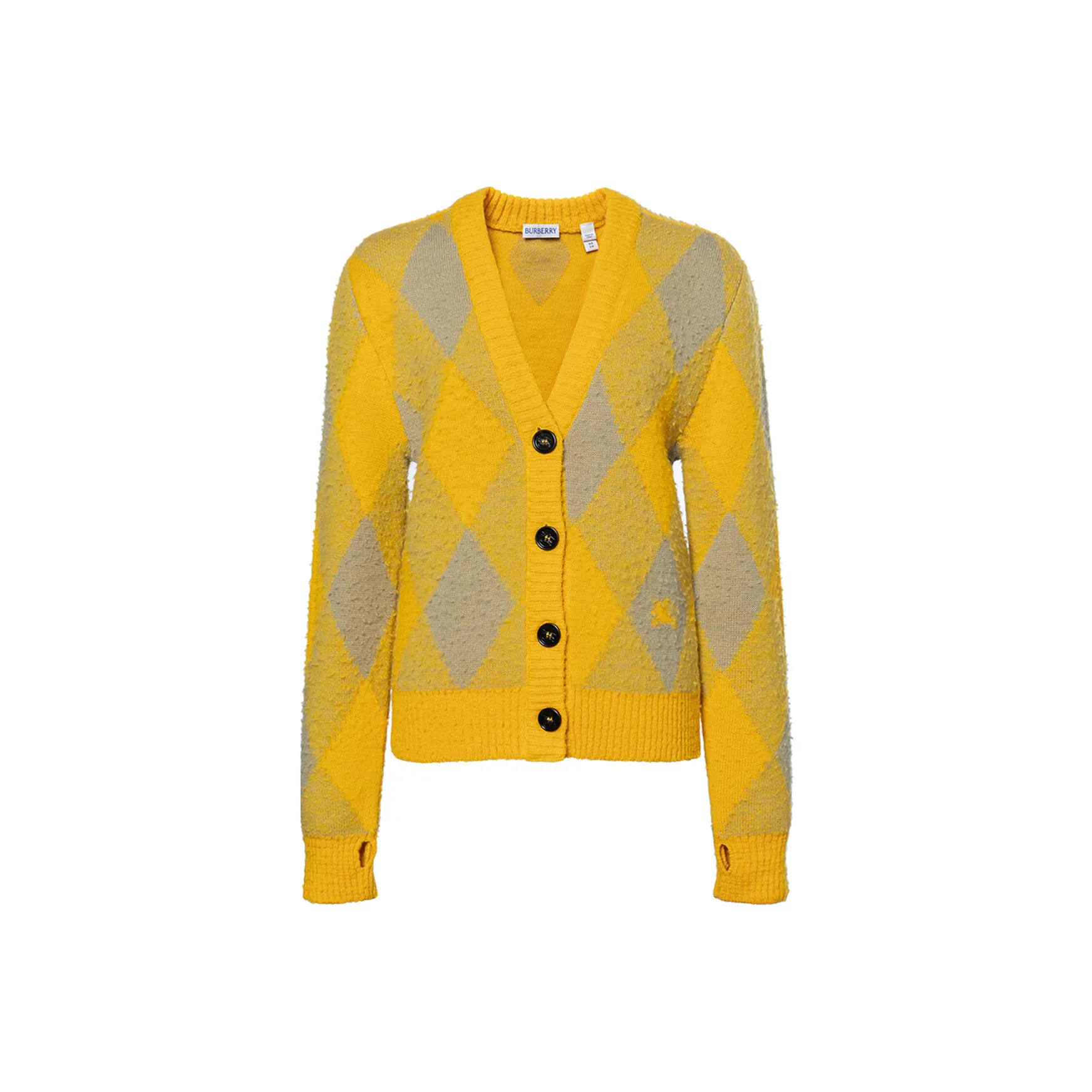 Burberry Argyle Patterned Jacquard Wool Cardigan 'Yellow/Gold'