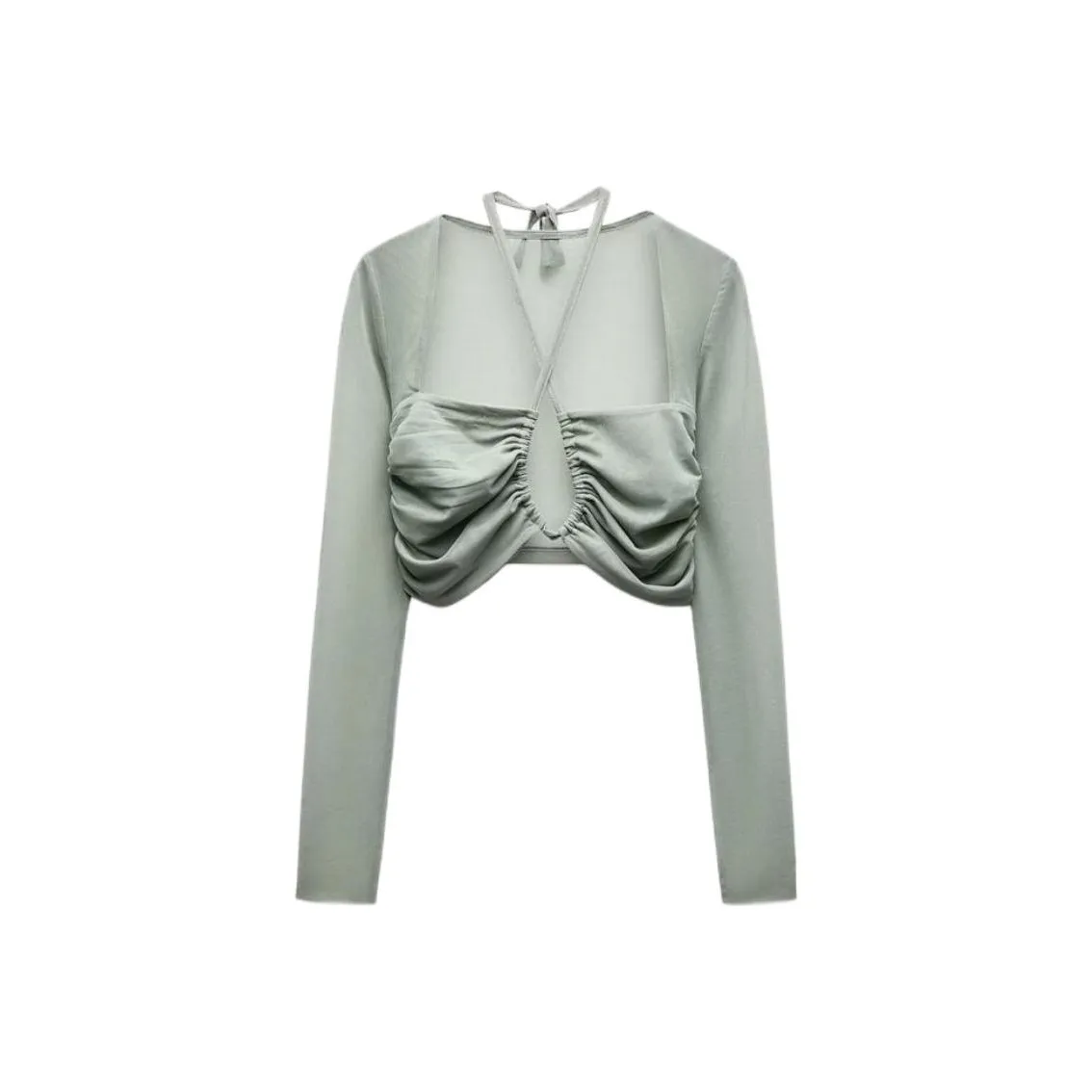ZARA Crop Tops Women's Lake Green