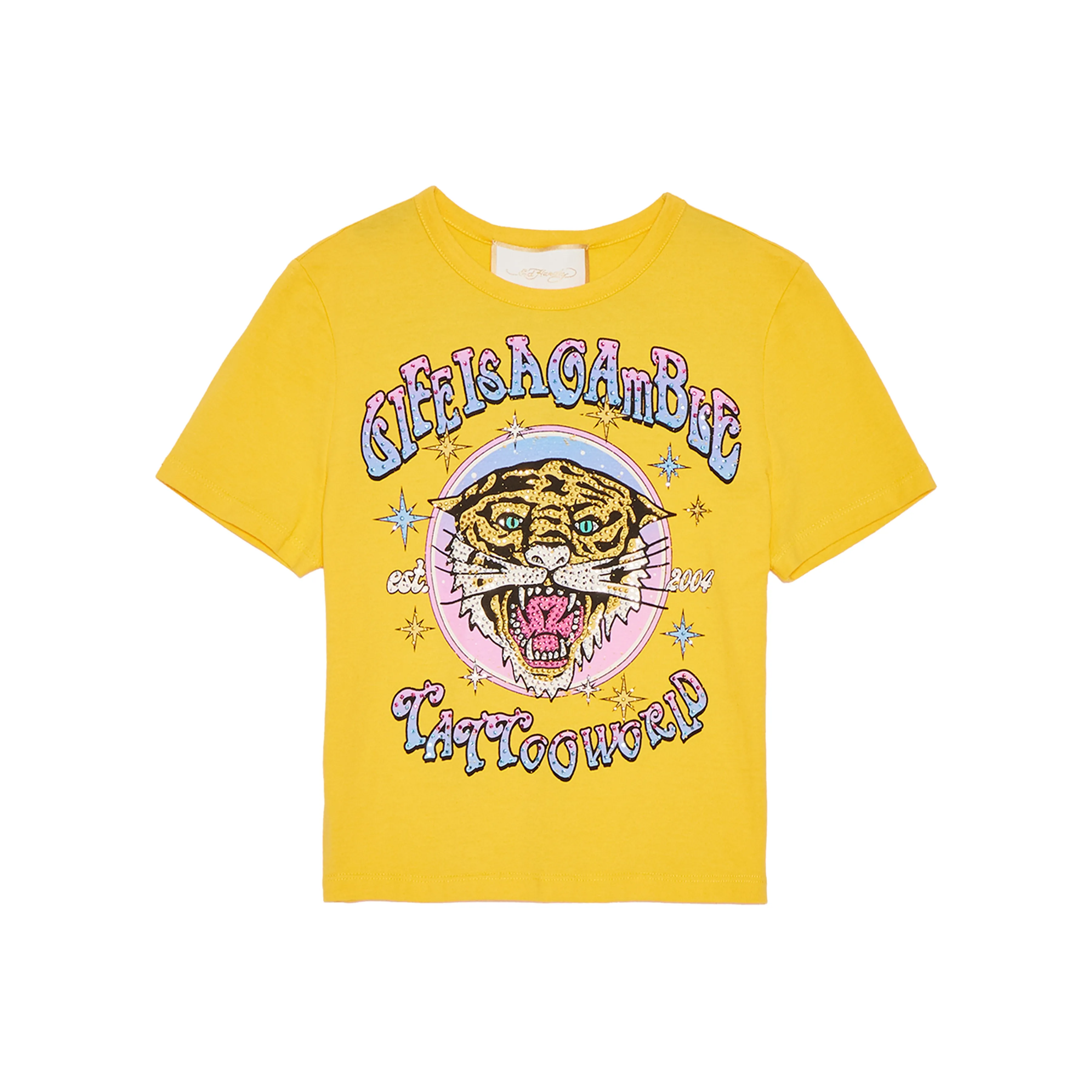 Ed Hardy Crop Tops Women's Mango Mojito Yellow
