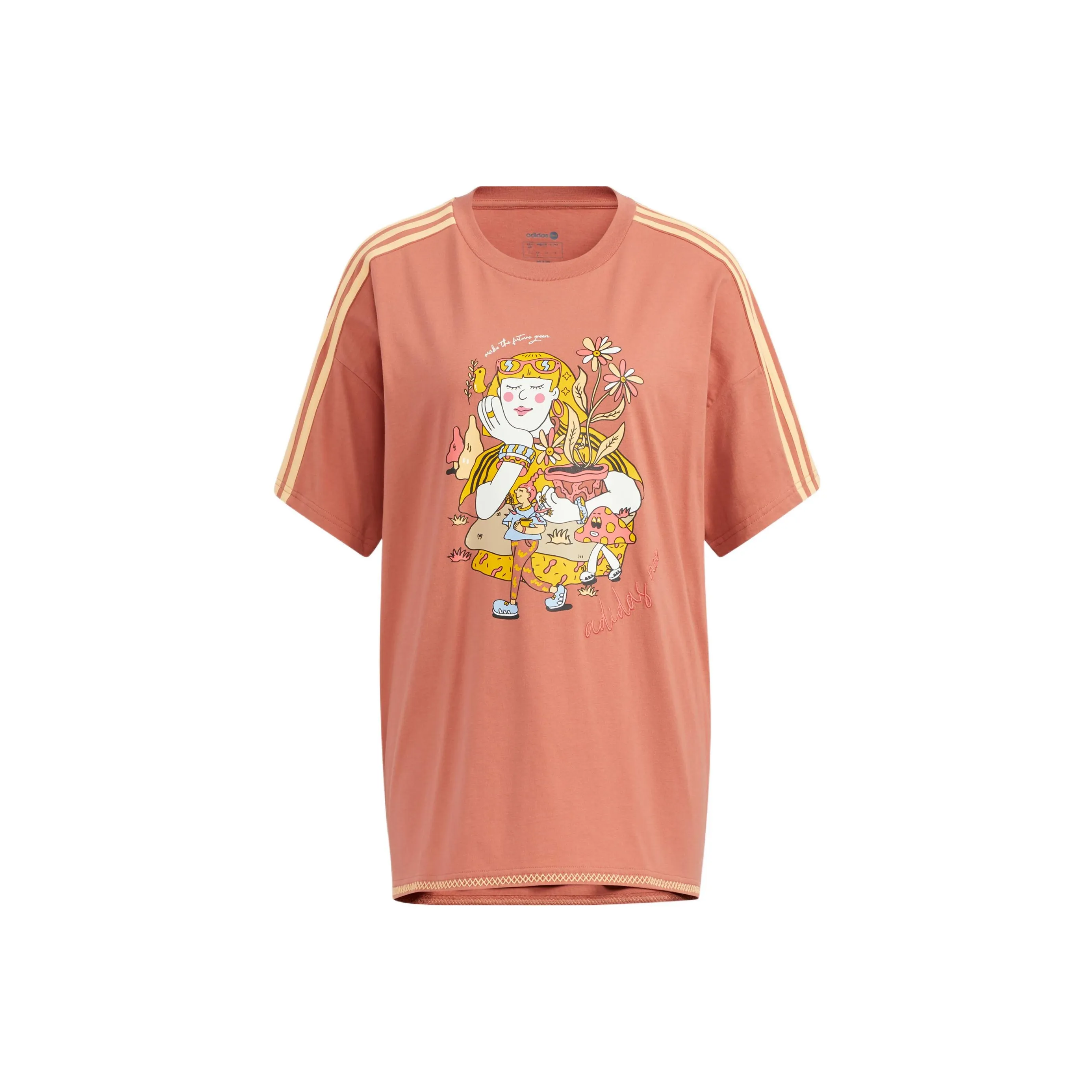 Adidas Neo Drop Shoulder Sleeve T Shirt Women's Brown Red