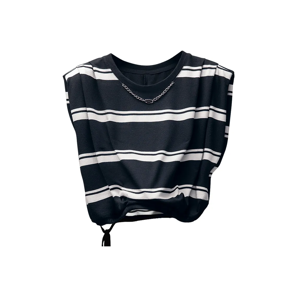 Cypress House T Shirt Women's Black With White Stripes