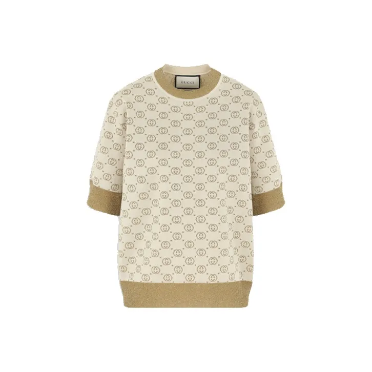 GUCCI G Jacquard Wool Mid-Sleeve Sweater Yellow