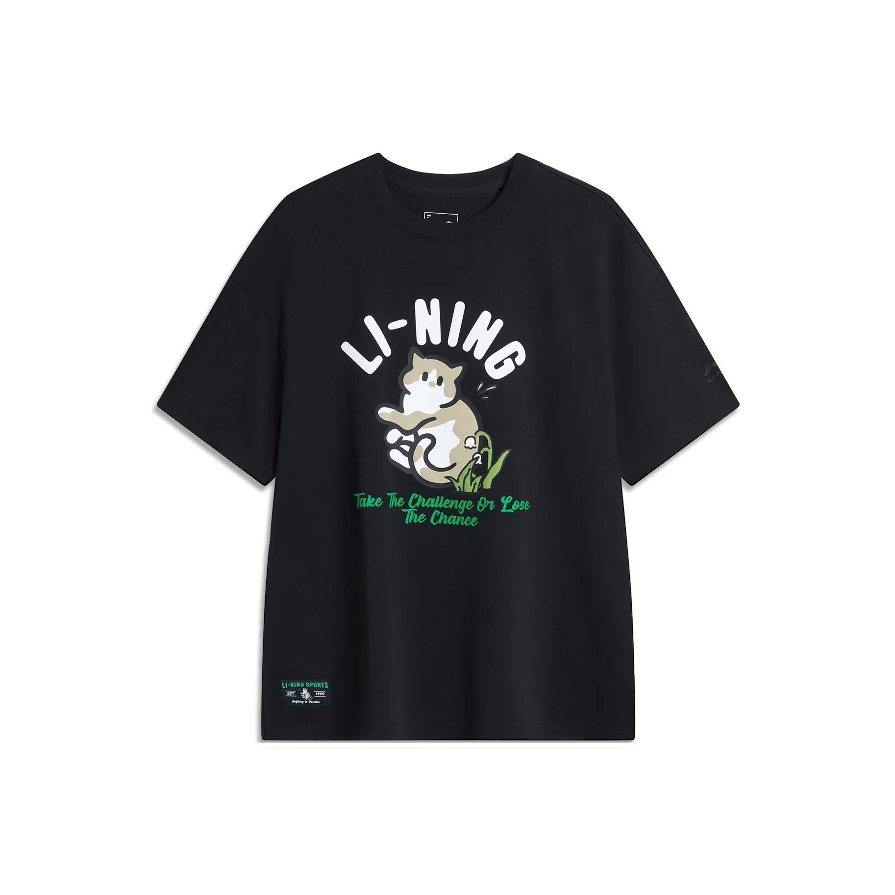 LINING Рукав с оборванным плечом T-рубашка Женская Черная