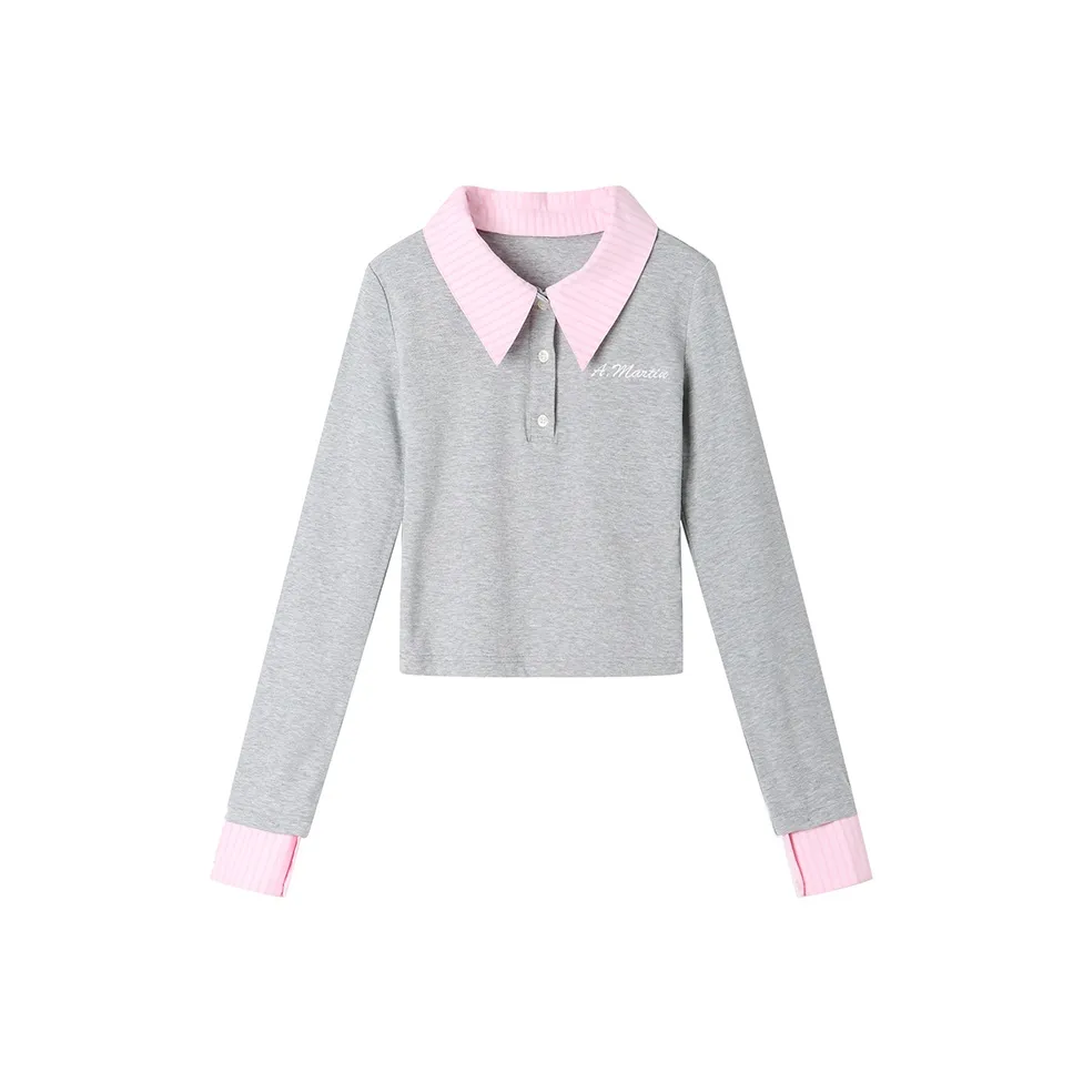 ANDREA MARTIN Серый Женские Короткие Топы