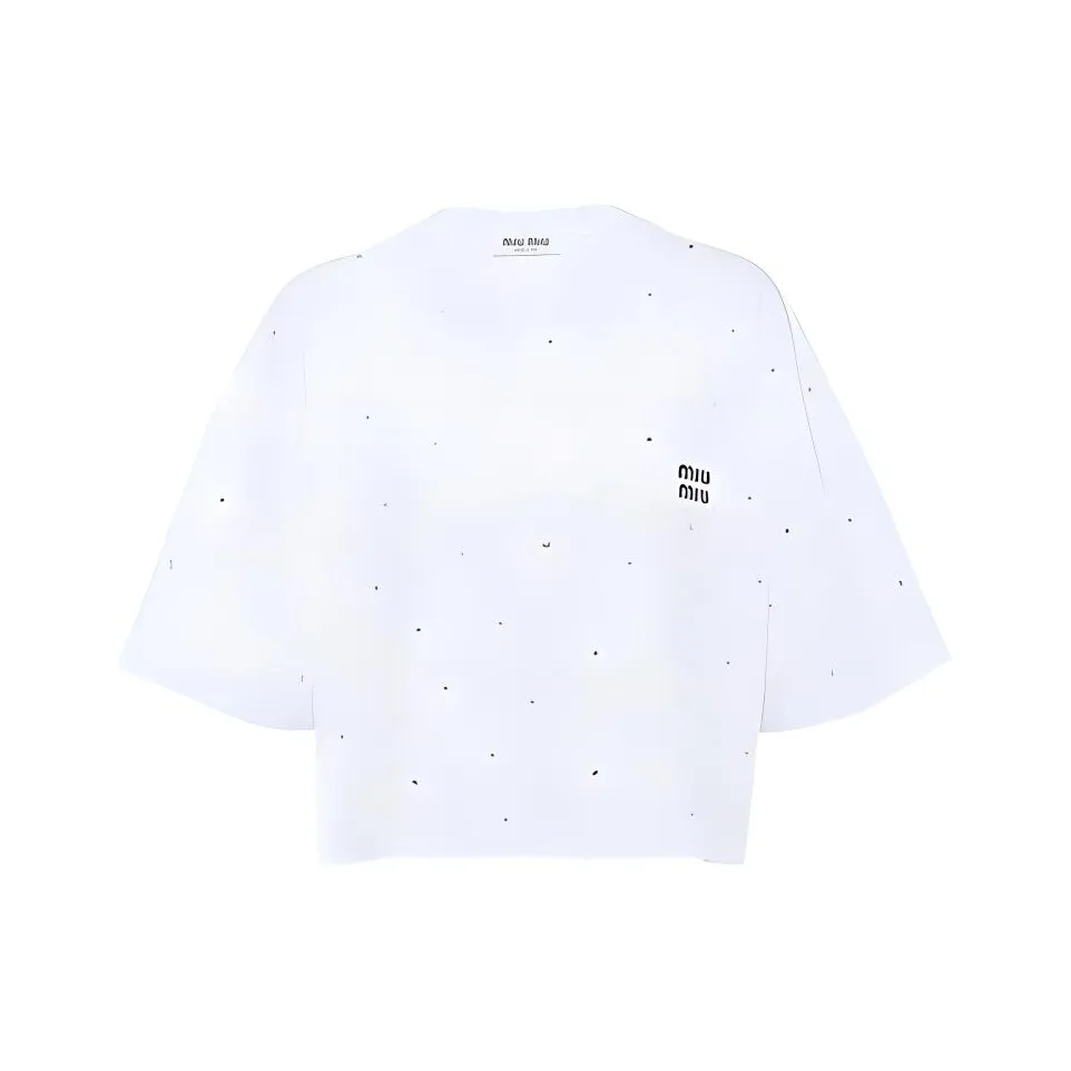 MIU MIU FW22 Drop Shoulder Sleeve T Shirt Women's White