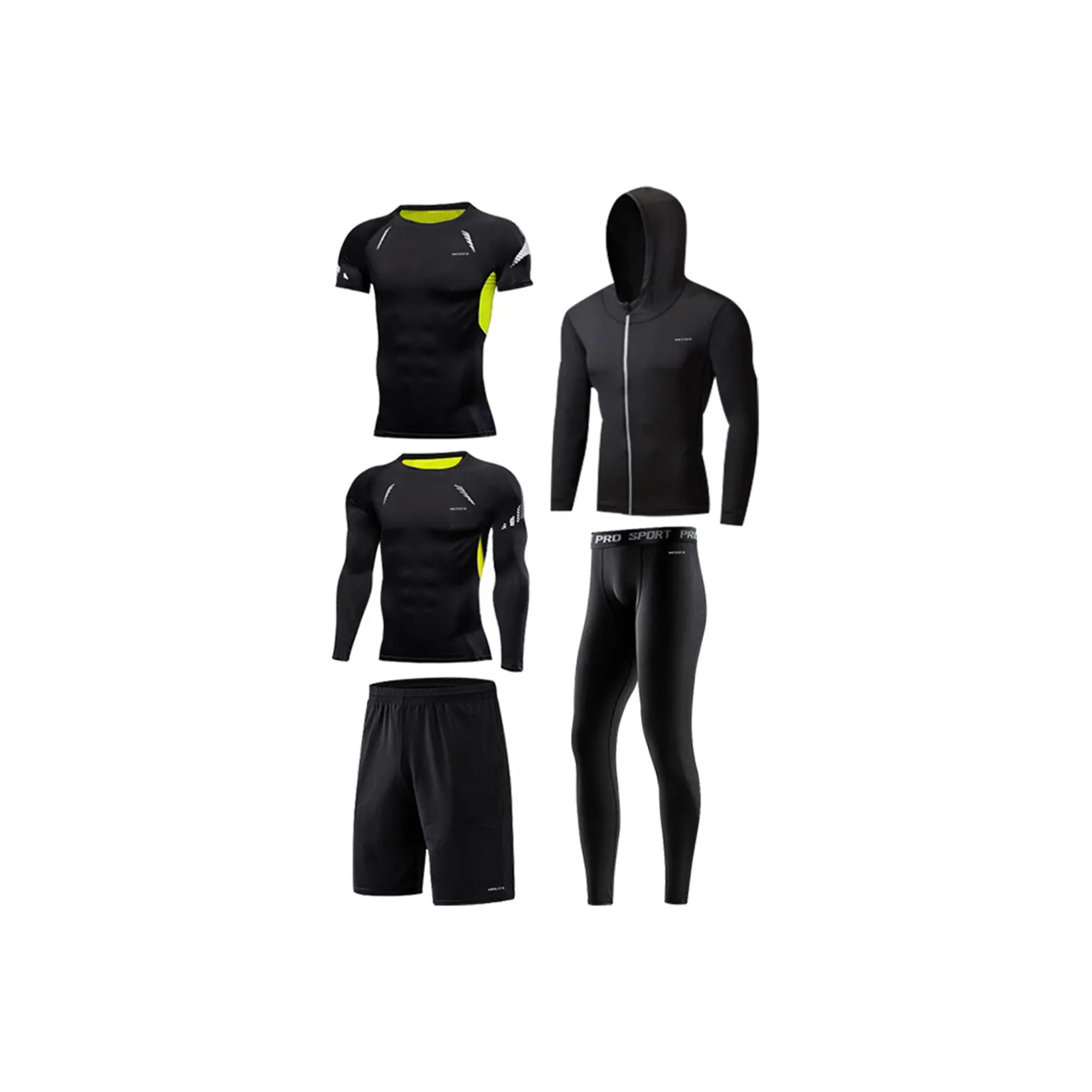 MESUCA Фитнес Комплект Мужской Черный и Зеленый