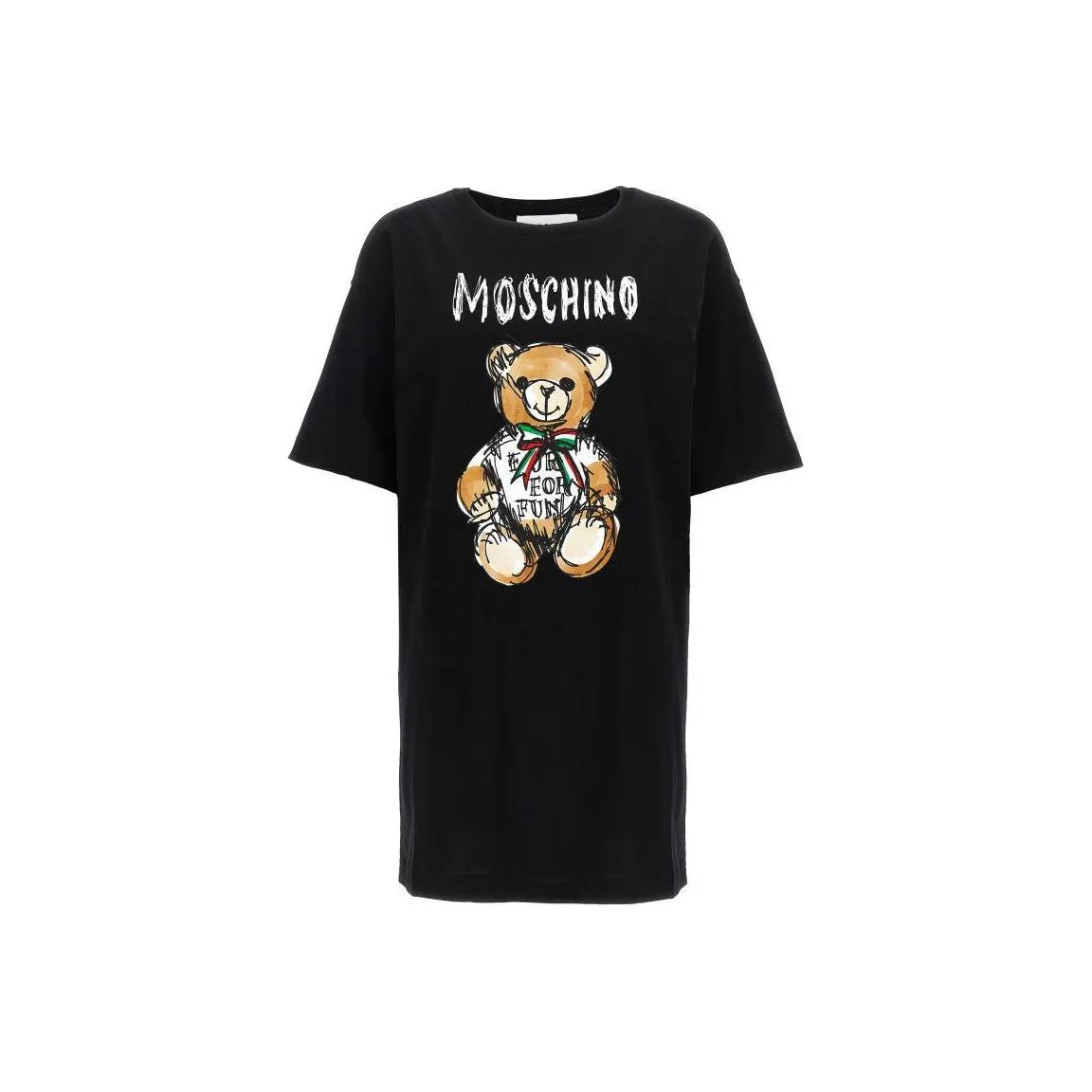 MOSCHINO Teddy Bear Printed Crewneck Midi T Shirt Dress